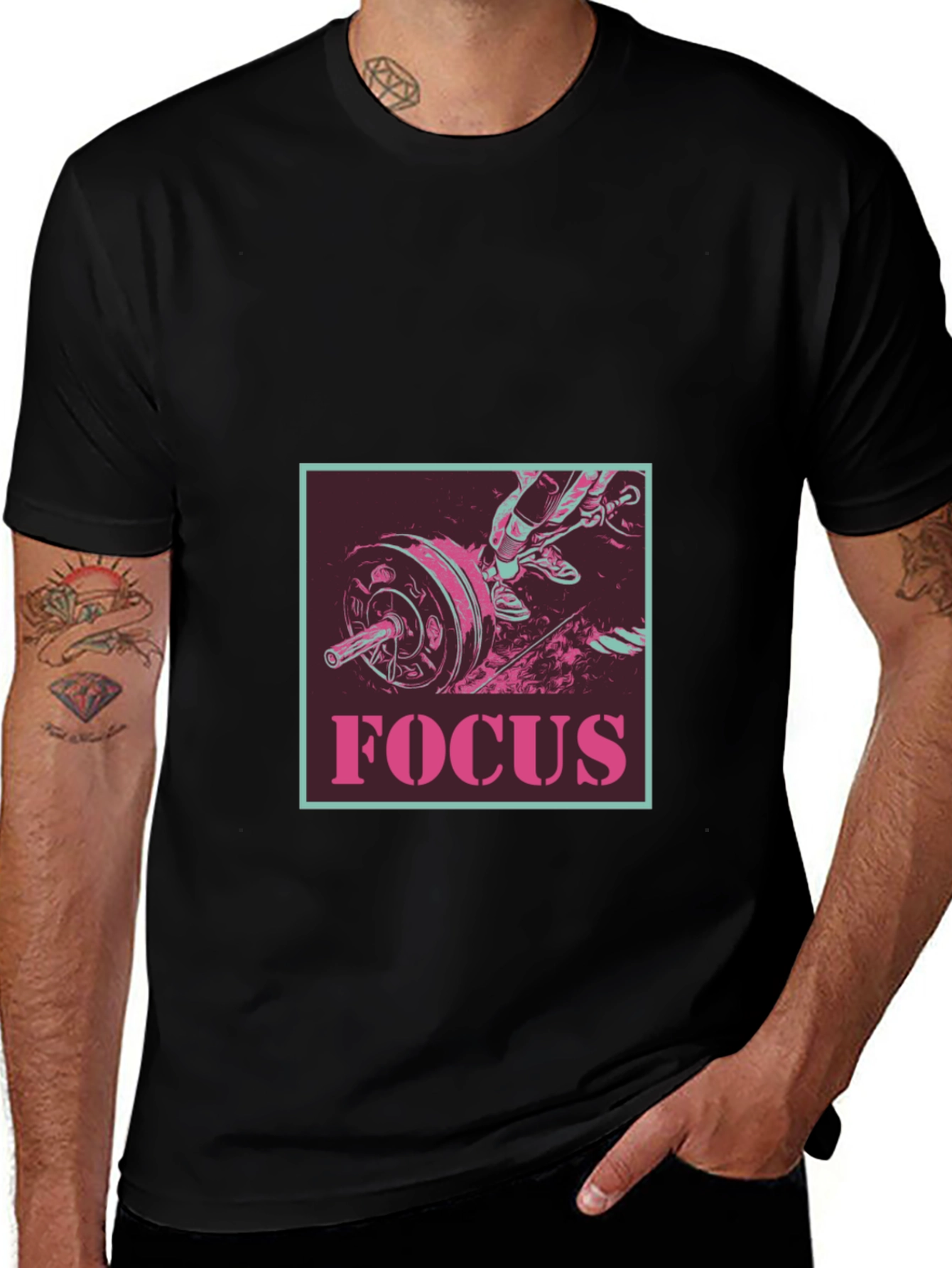Variant 13 of Focus Gym T-Shirt - Black Fitness Tee