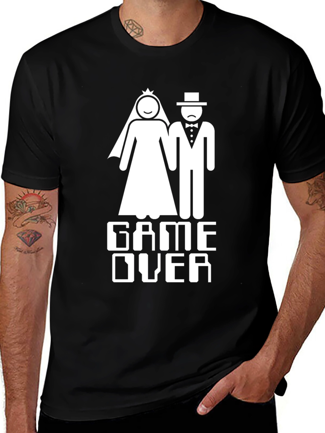 Variant 10 of Game Over Wedding T-Shirt Funny Bridal Groom Tee