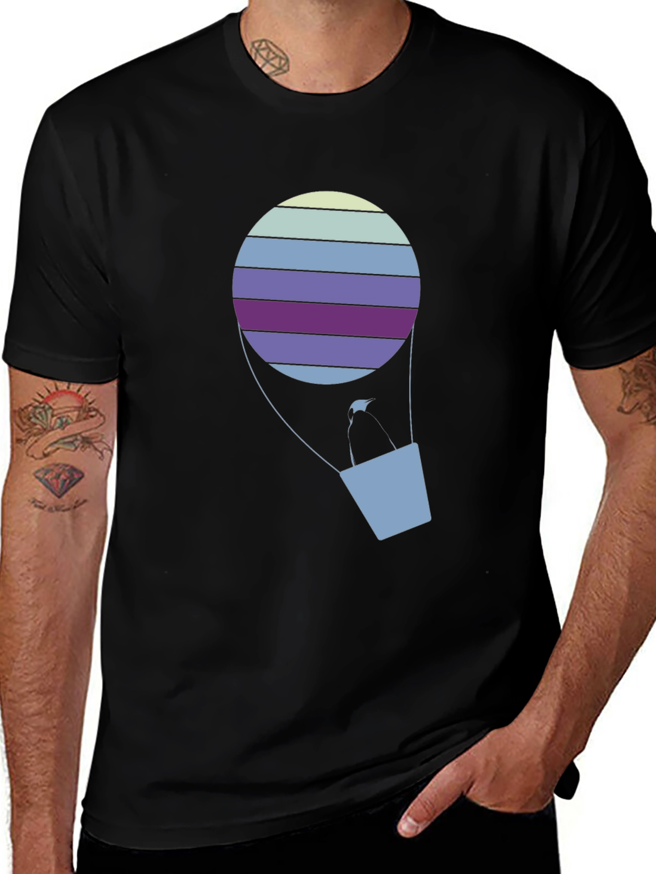 Black Striped Hot Air Balloon Graphic Tee main image