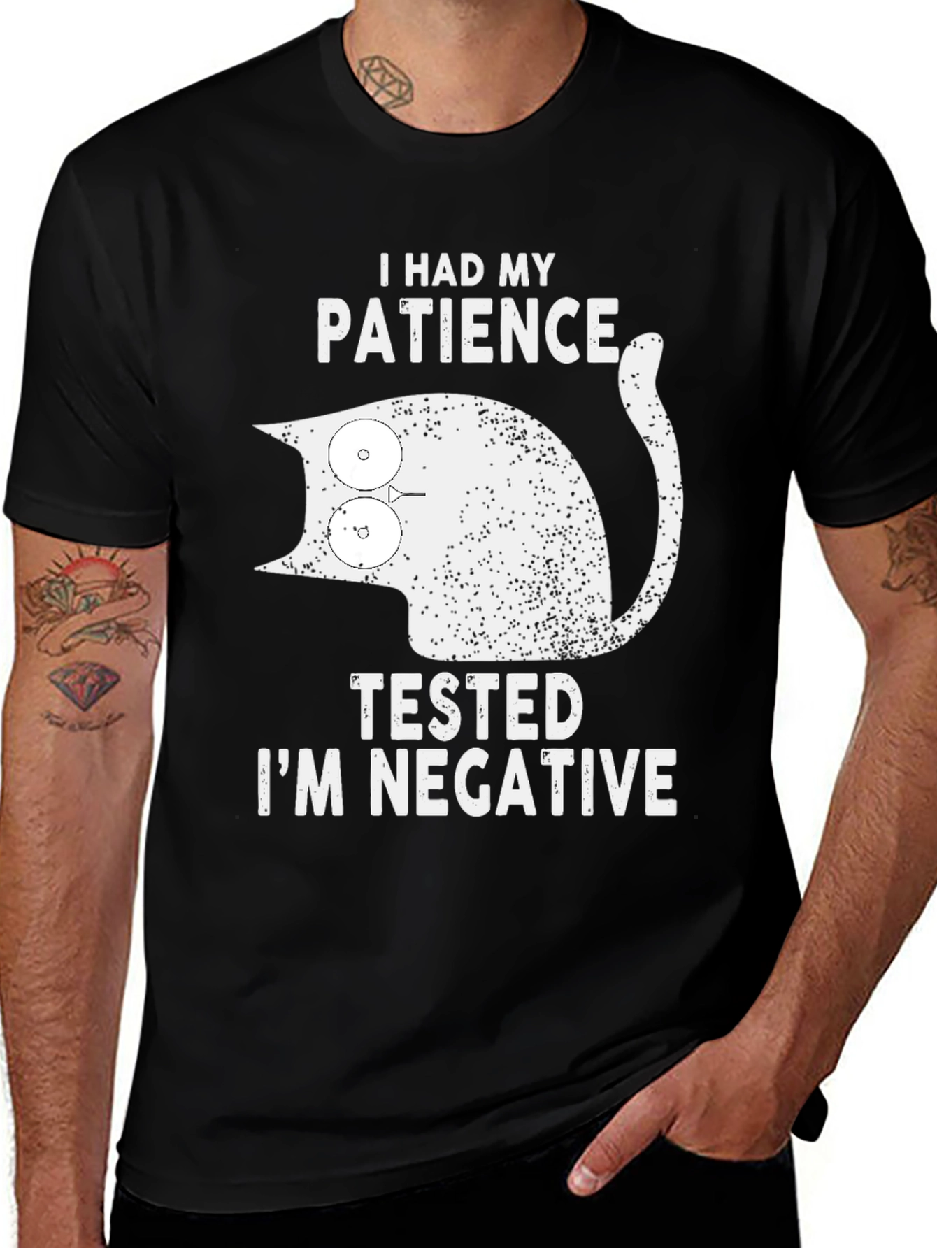Variant 24 of Funny Cat Patience Tested Negative Graphic Tee