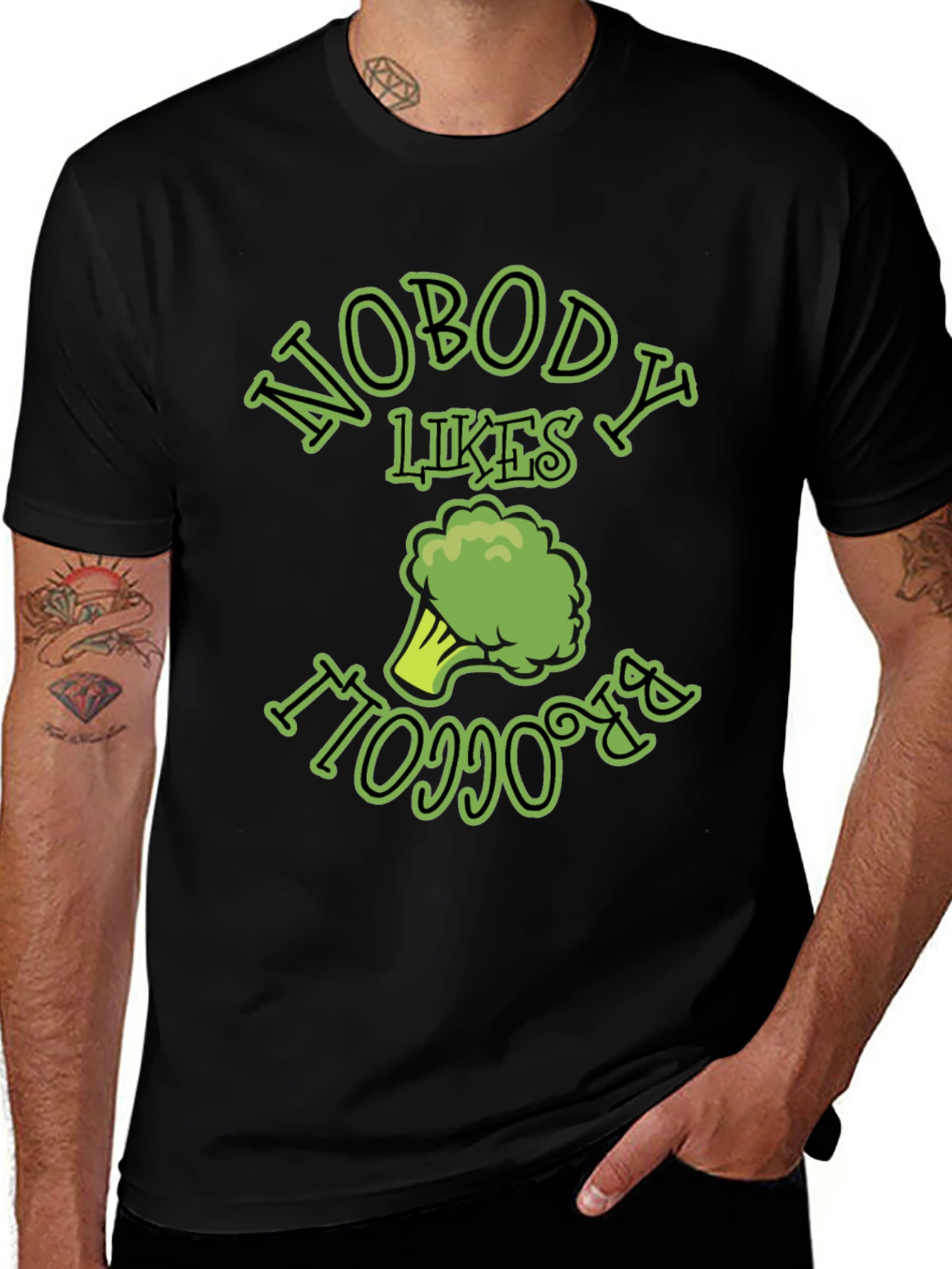 Variant 2 of Nobody Likes Broccoli T-Shirt Funny Vegan Humor Tee