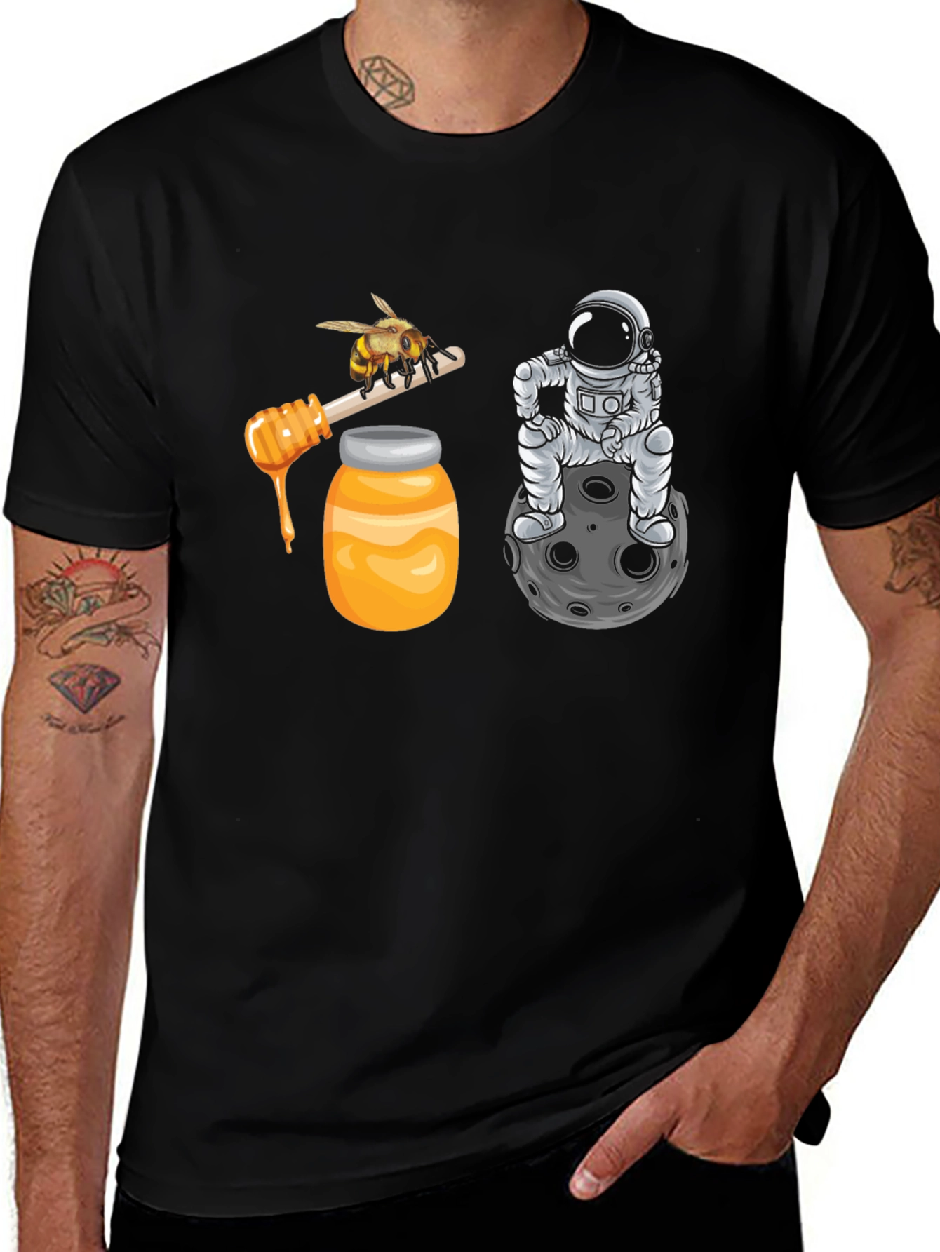Black Astronaut Bee & Honey T-Shirt main image