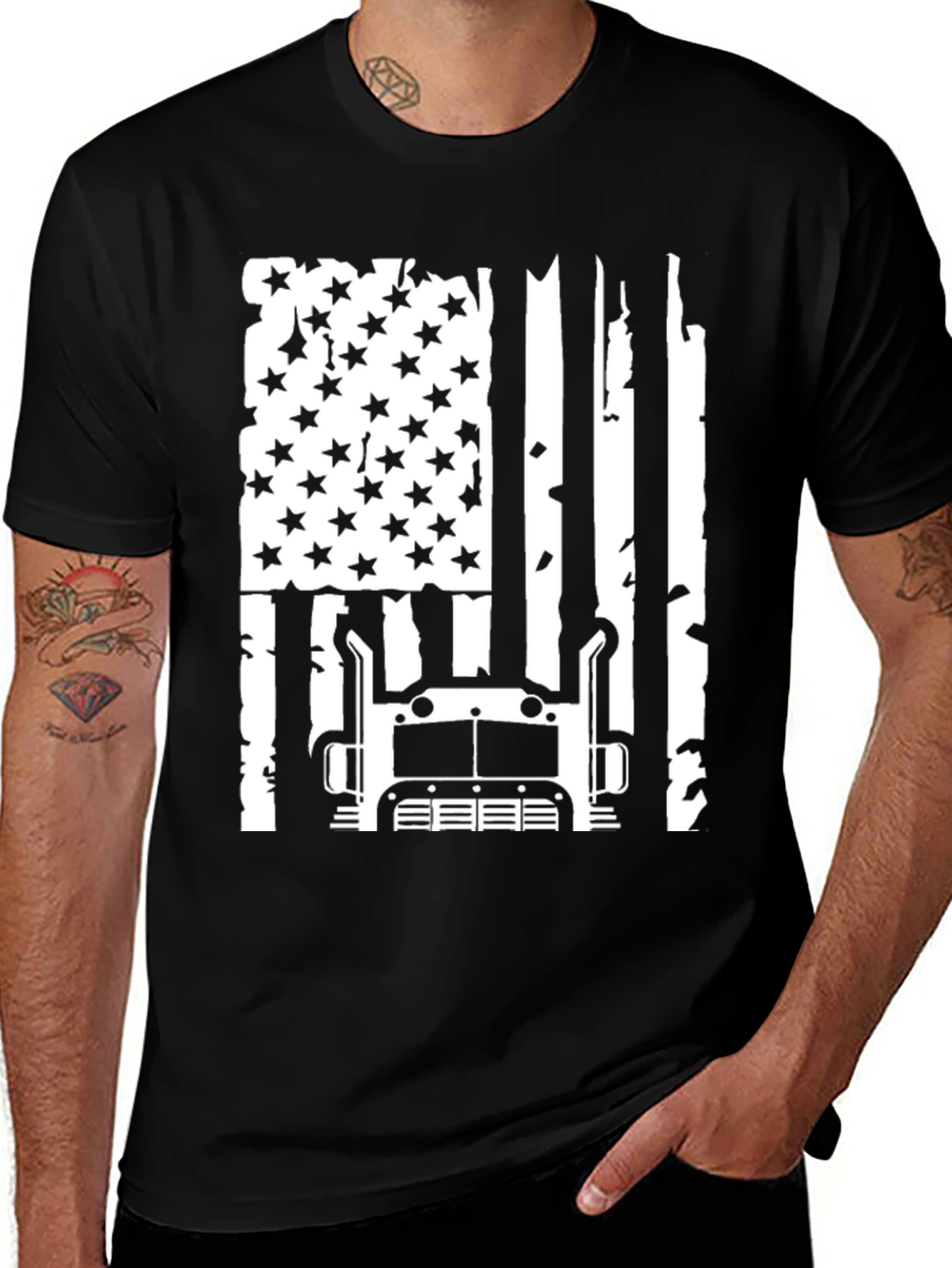 Variant 24 of Trucker American Flag Graphic Tee