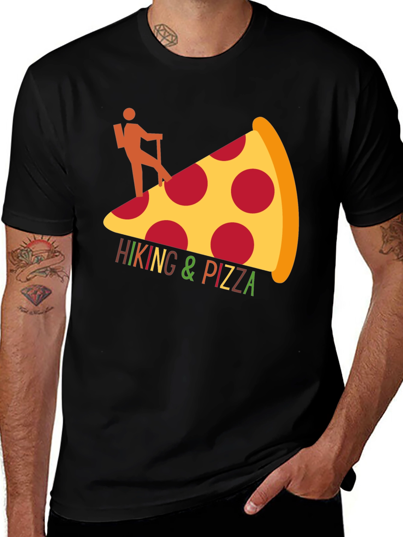 Variant 8 of Hiking & Pizza Graphic Tee - Outdoor Fun