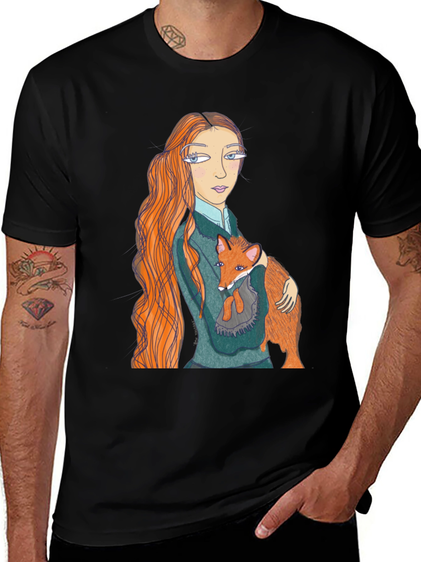 Variant 7 of Girl and Fox Graphic Tee - Unique Design