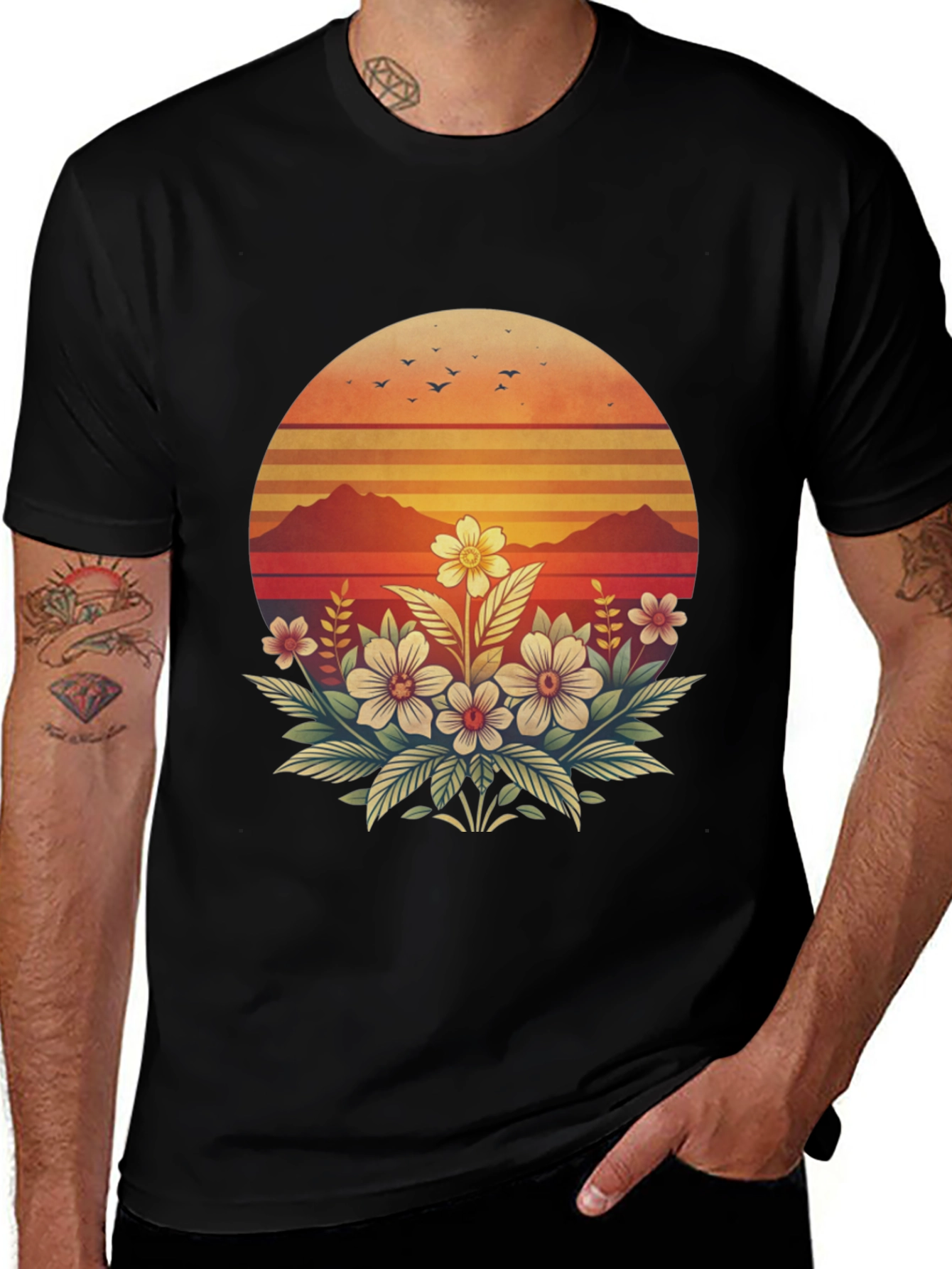 Variant 20 of Floral Sunset T-Shirt - Vintage Style