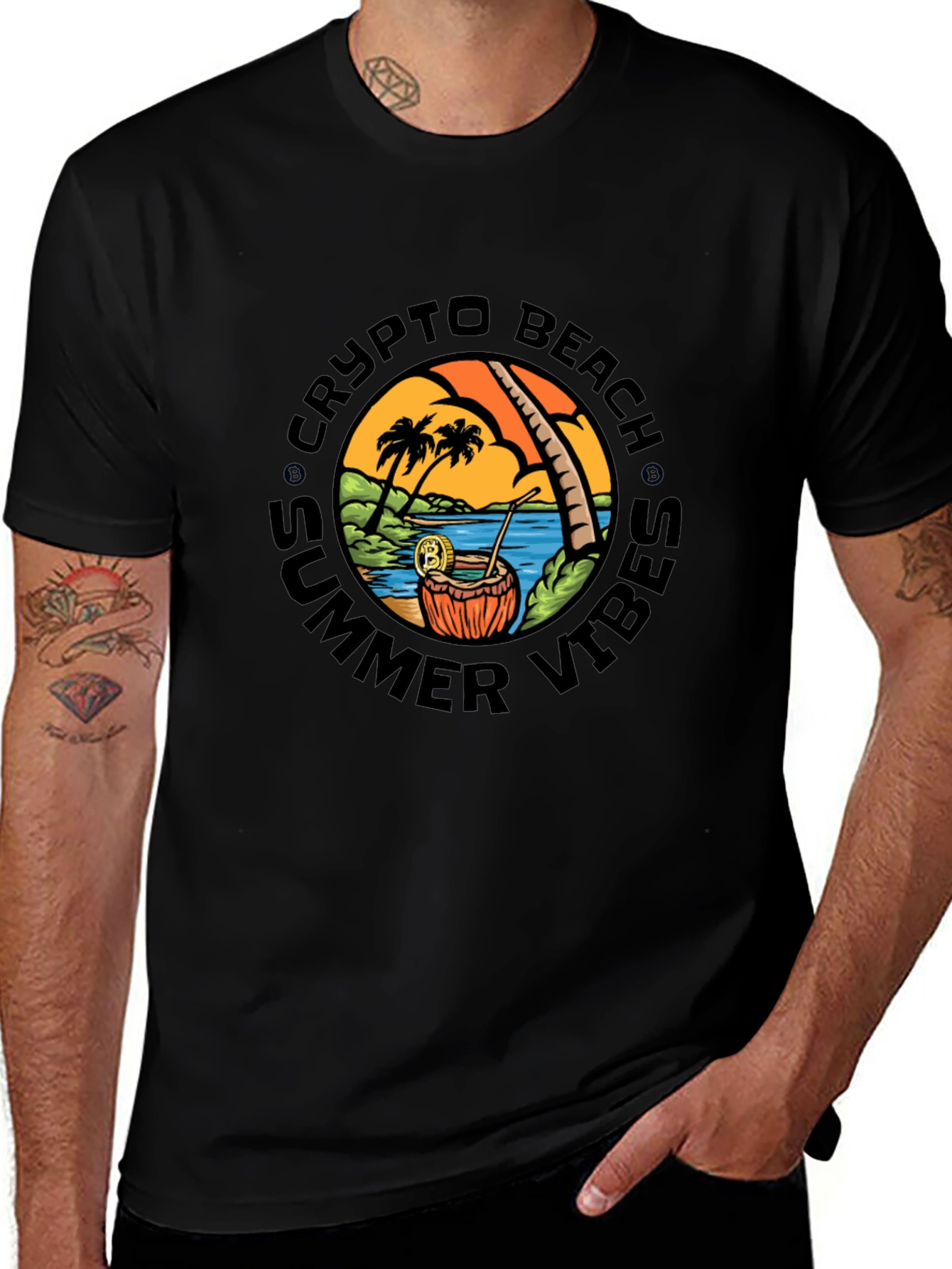 Variant 25 of Crypto Beach Summer Vibes Black T-Shirt
