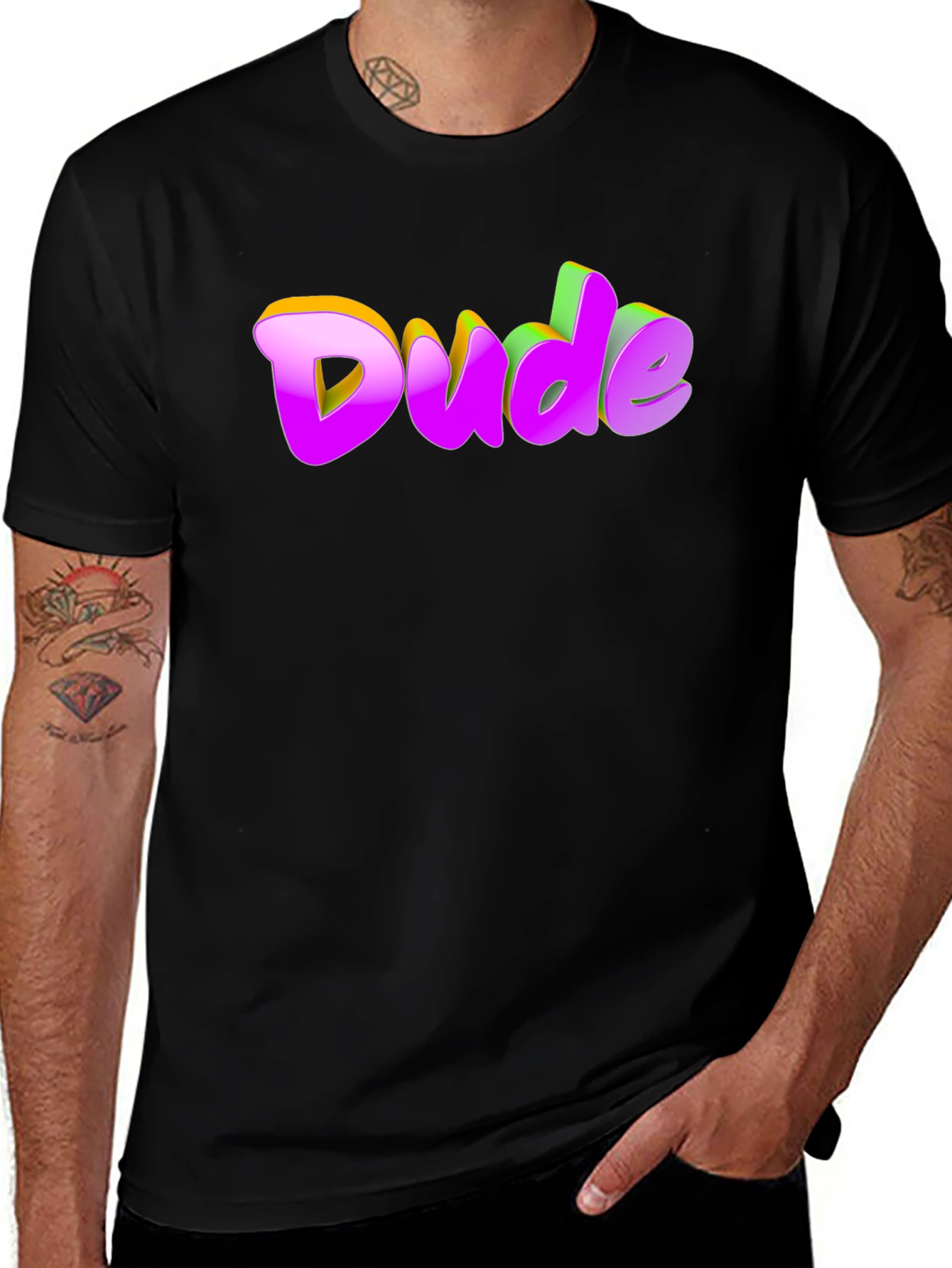 Variant 11 of Dude Graphic Print T-Shirt - Casual Style