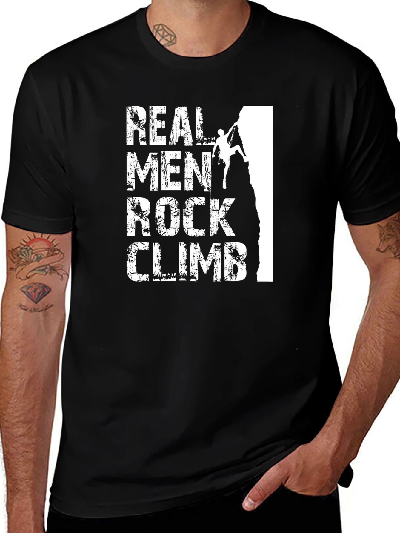 Black Real Men Rock Climb T-Shirt Black Graphic Tee main image