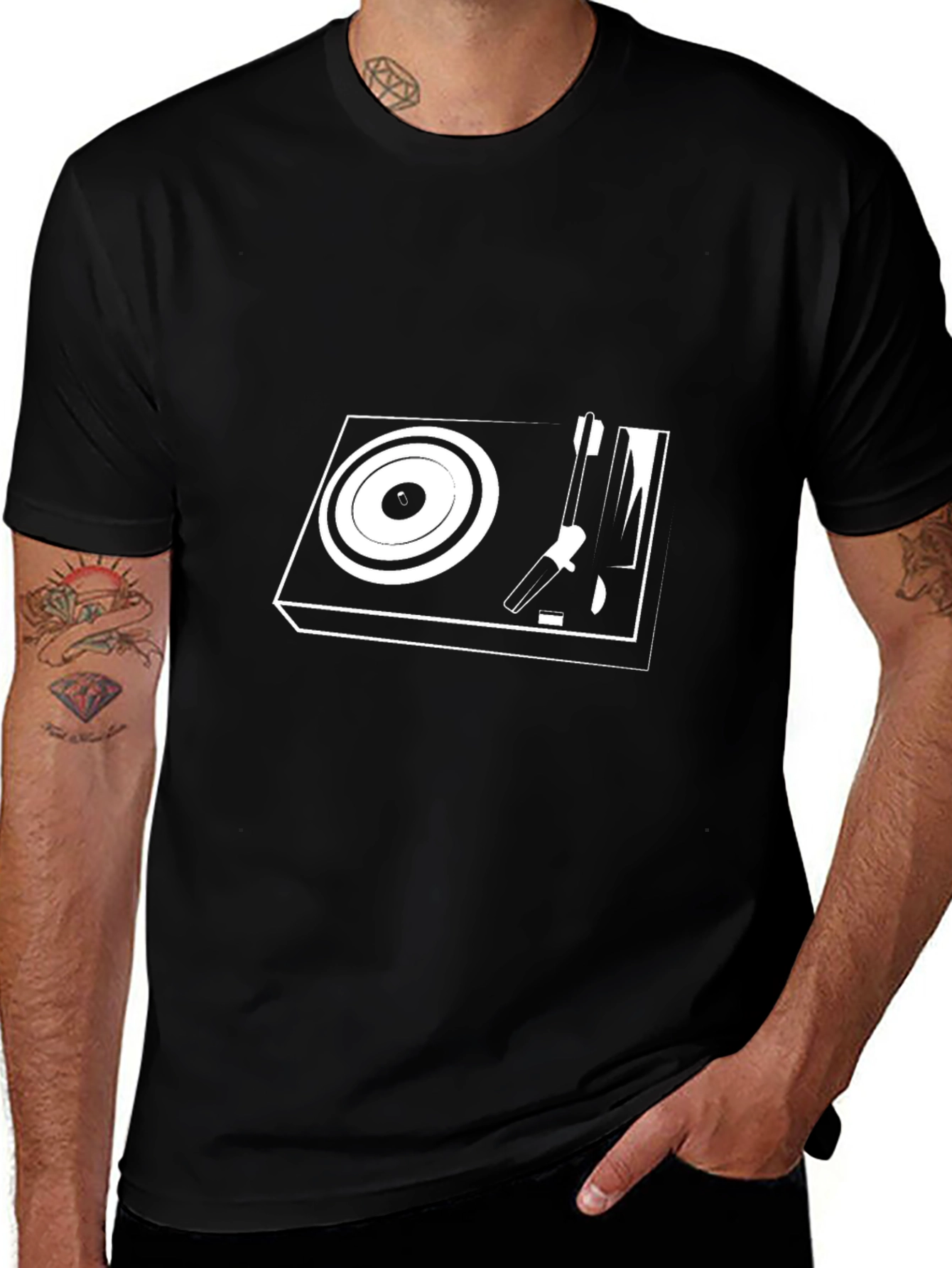 Variant 14 of Cool Turntable Graphic Tee - Black