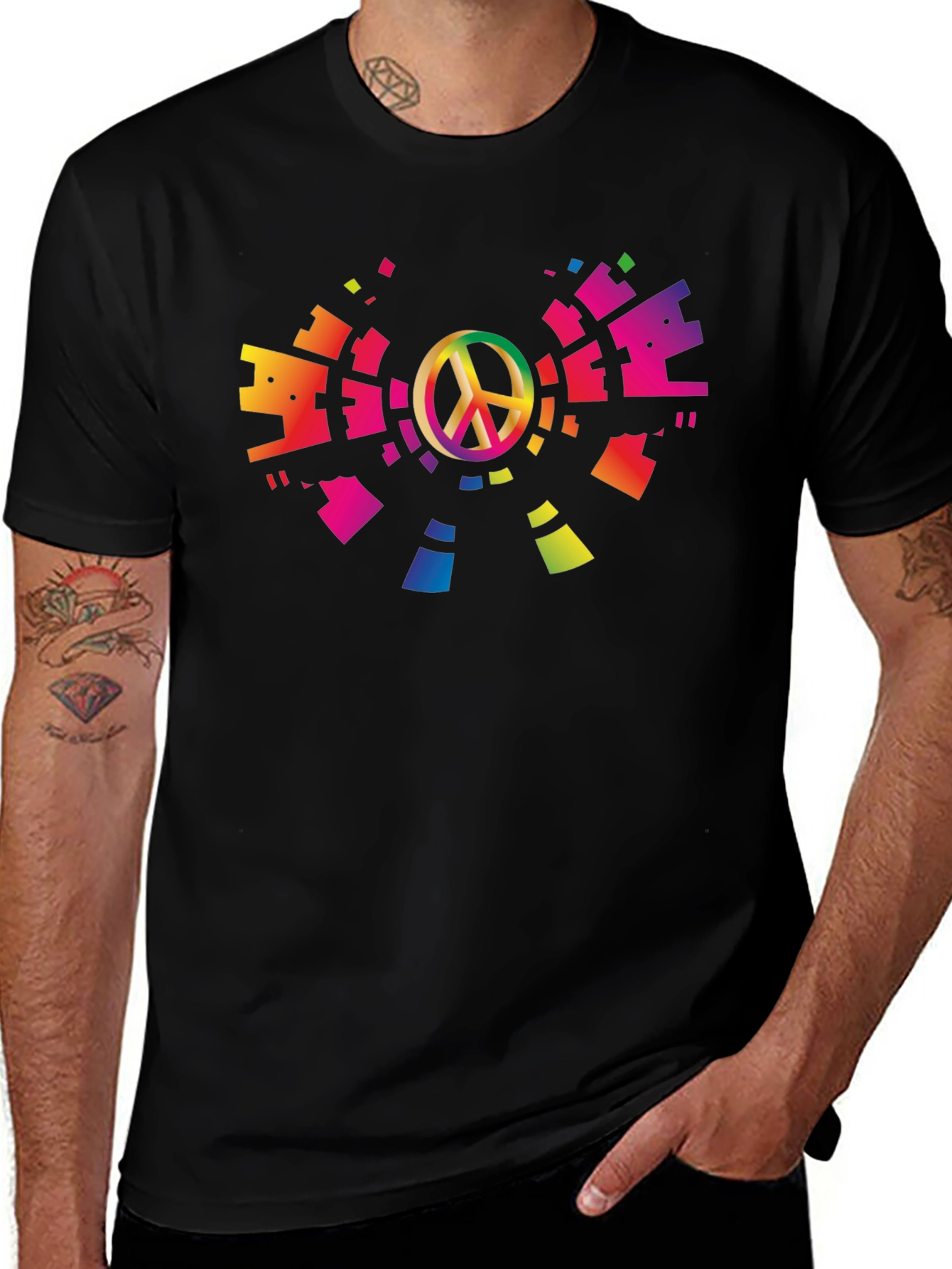 Variant 23 of Peace Sign Rainbow Graphic T-Shirt