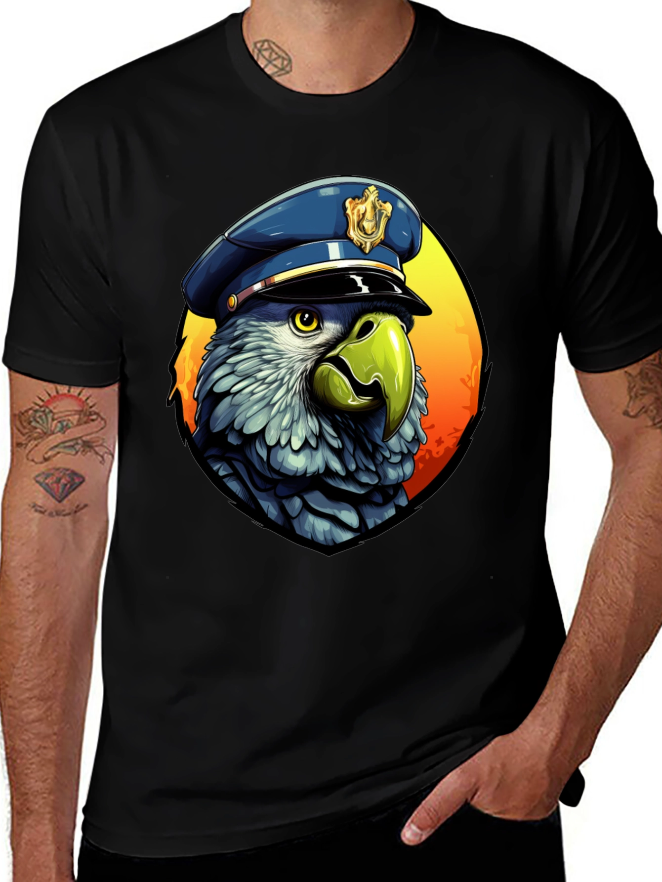 Variant 26 of Parrot Police T-Shirt - Cartoon Graphic Tee