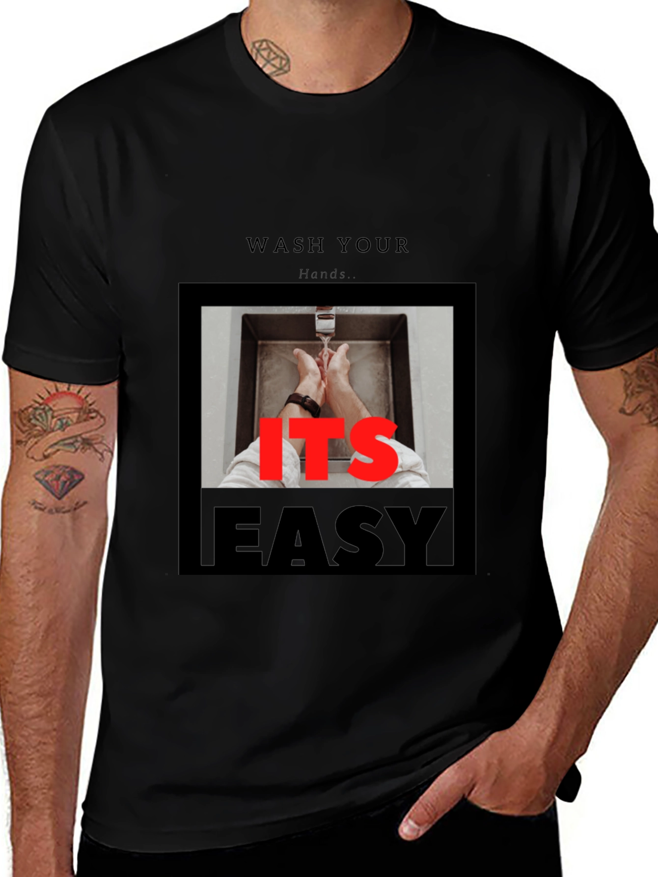 Variant 23 of Wash Your Hands Graphic T-Shirt - Black