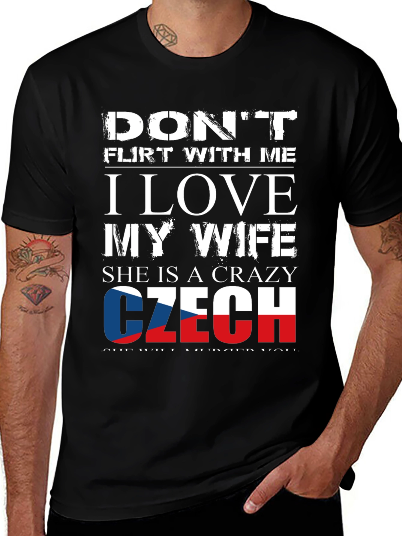 Variant 8 of Don't Flirt I Love My Czech Wife T-Shirt