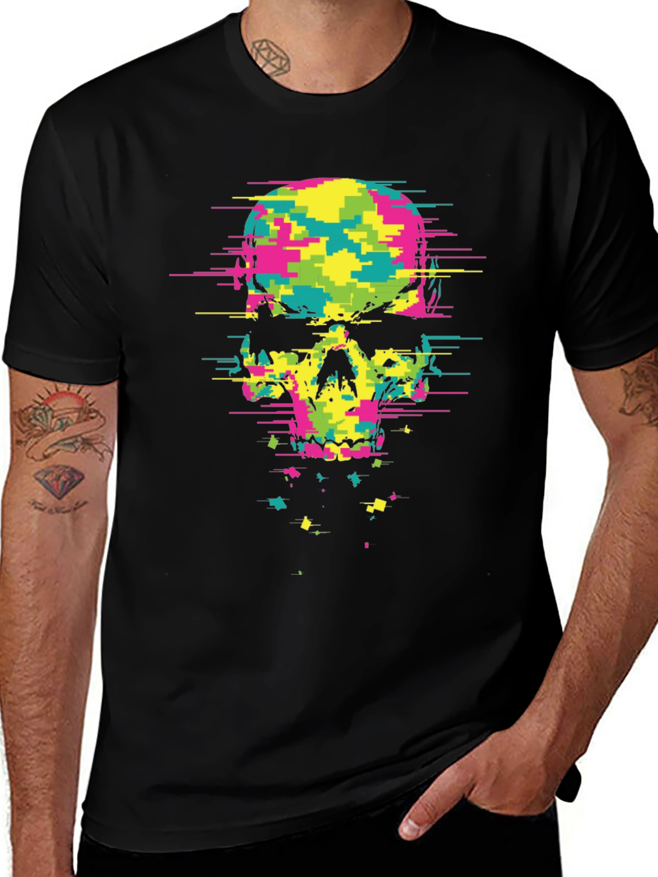 Variant 20 of Pixel Skull Graphic Tee - Modern Digital Art T-Shirt