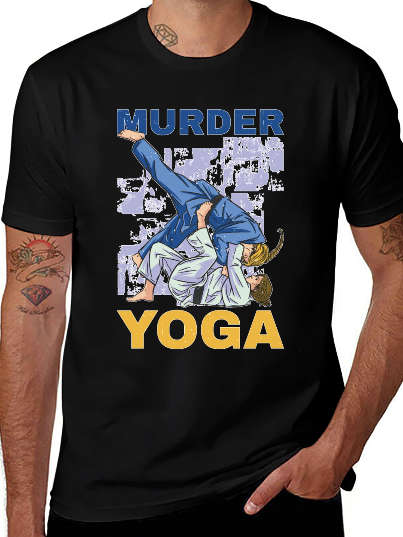 Variant 18 of Murder Yoga Black T-Shirt Funny Martial Arts Tee