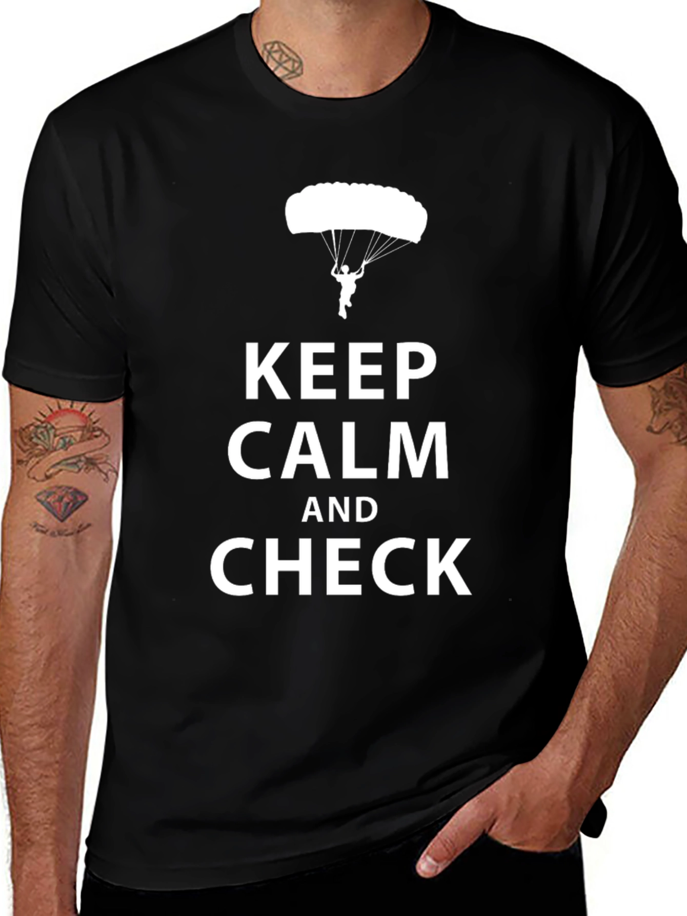 Variant 8 of Keep Calm and Check Men's Black T-Shirt