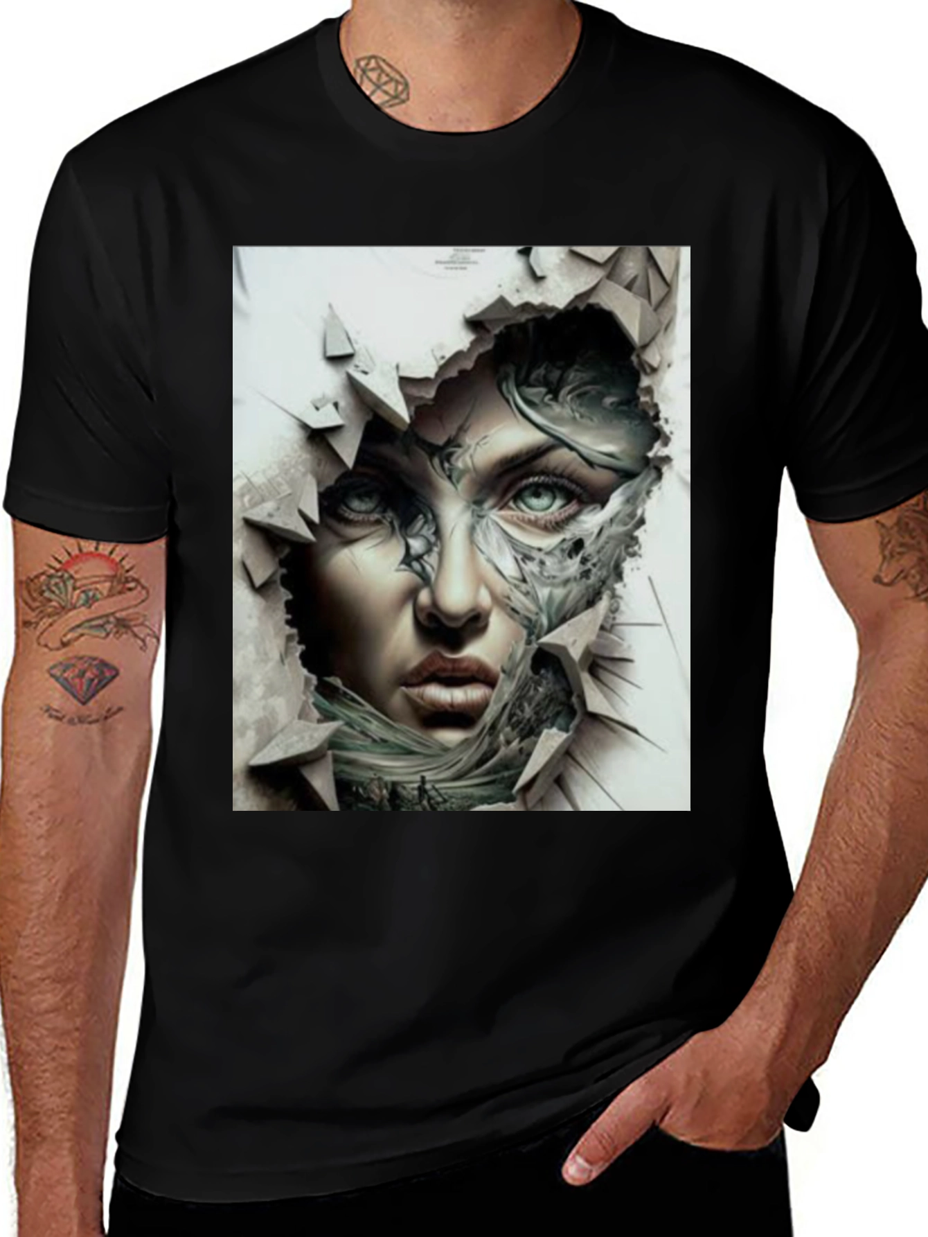 Variant 18 of Artistic Woman Graphic Black T-Shirt