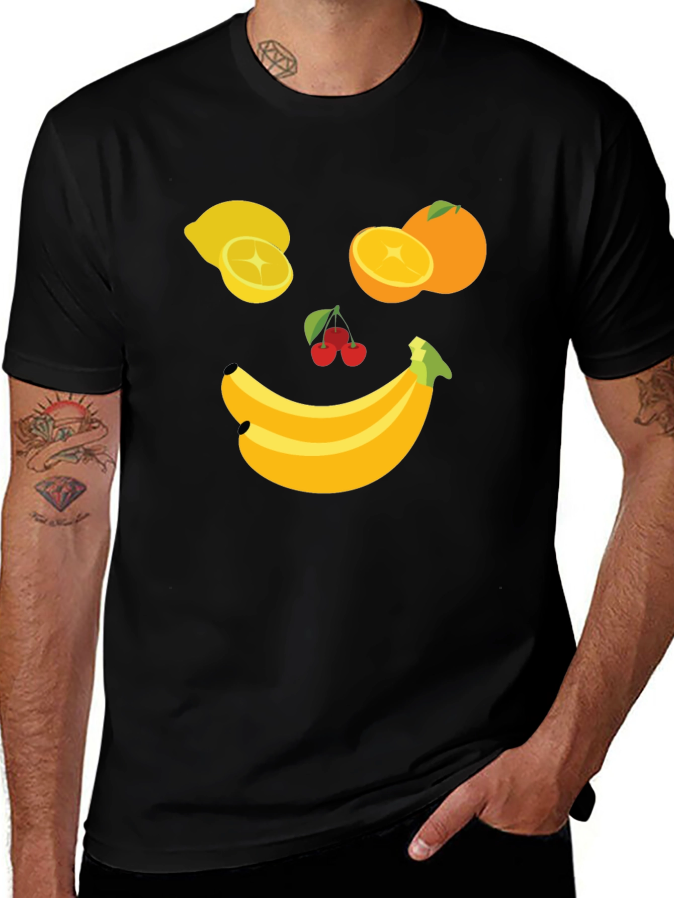 Variant 15 of Fruit Face Graphic Tee - Black Cotton T-Shirt
