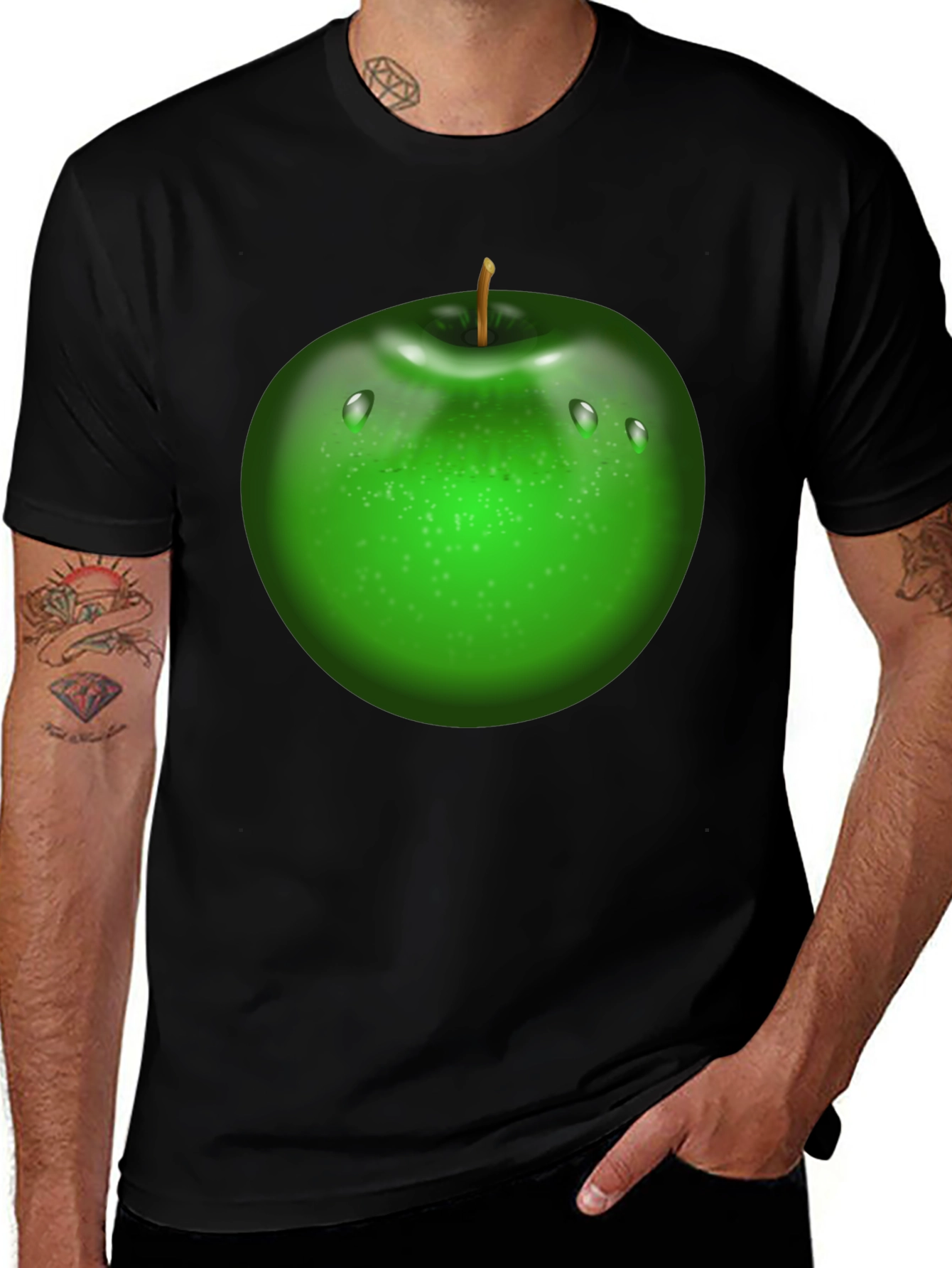 Green Apple Graphic T-Shirt - Trendy Fruit Design
