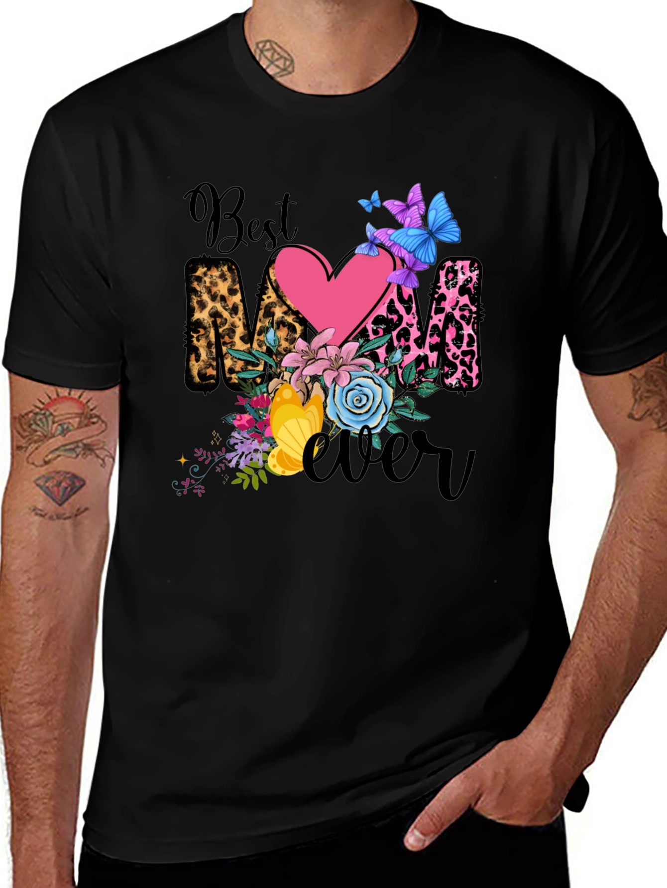 Variant 22 of Best Mama Ever T-Shirt - Floral Heart Design