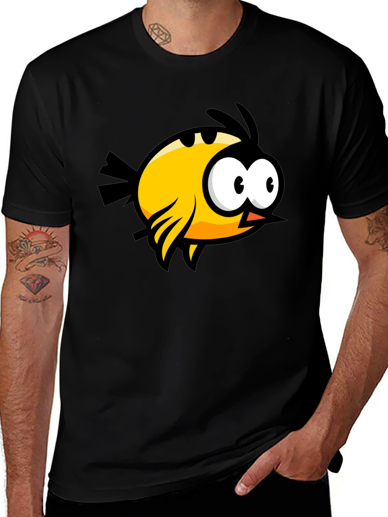 Variant 8 of Funny Bird Graphic Black T-Shirt
