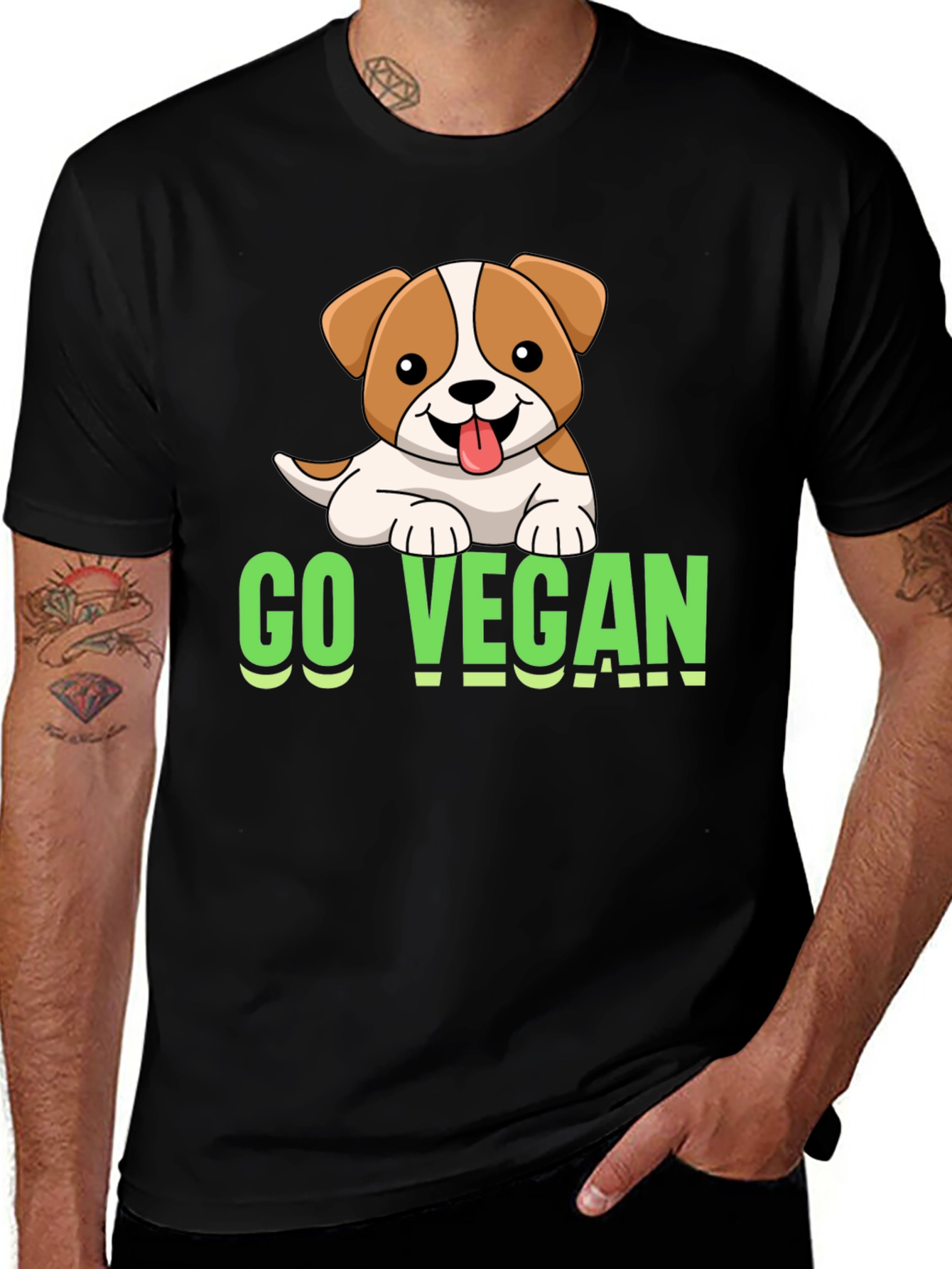 Variant 28 of Go Vegan Dog T-Shirt - Cute Animal Lover Tee