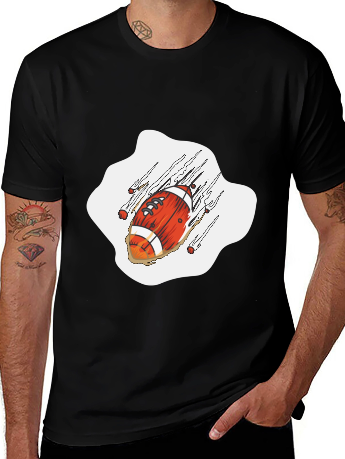 Variant 23 of Football Graphic T-Shirt - Casual Black Tee
