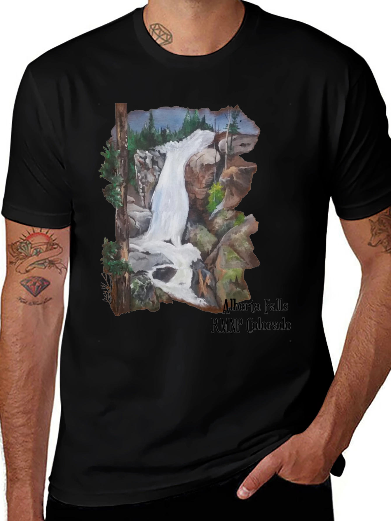 Alberta Falls RMNP Colorado Black T-Shirt