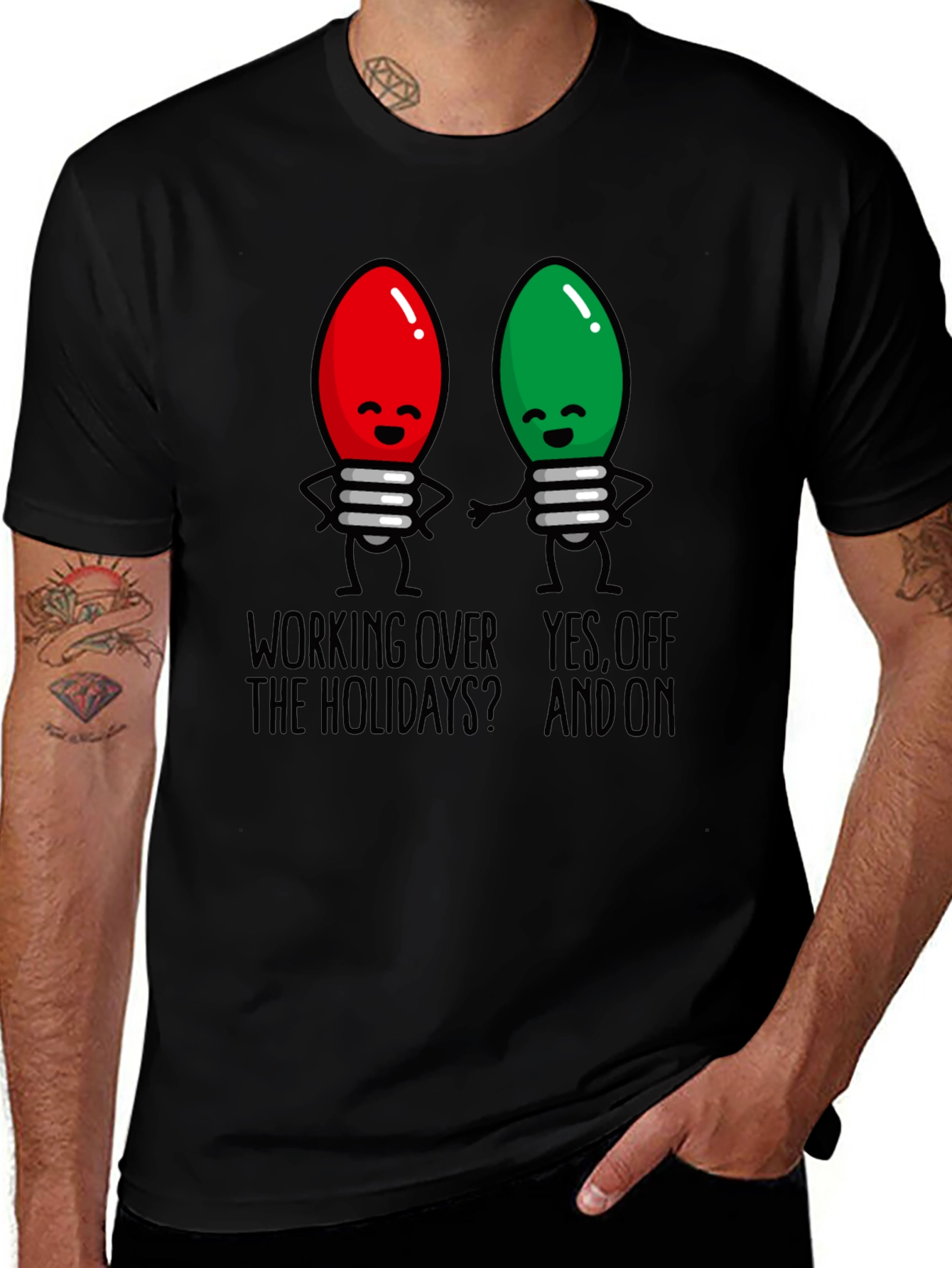 Variant 29 of Holiday Lights T-Shirt - 'Working Over the Holidays?'