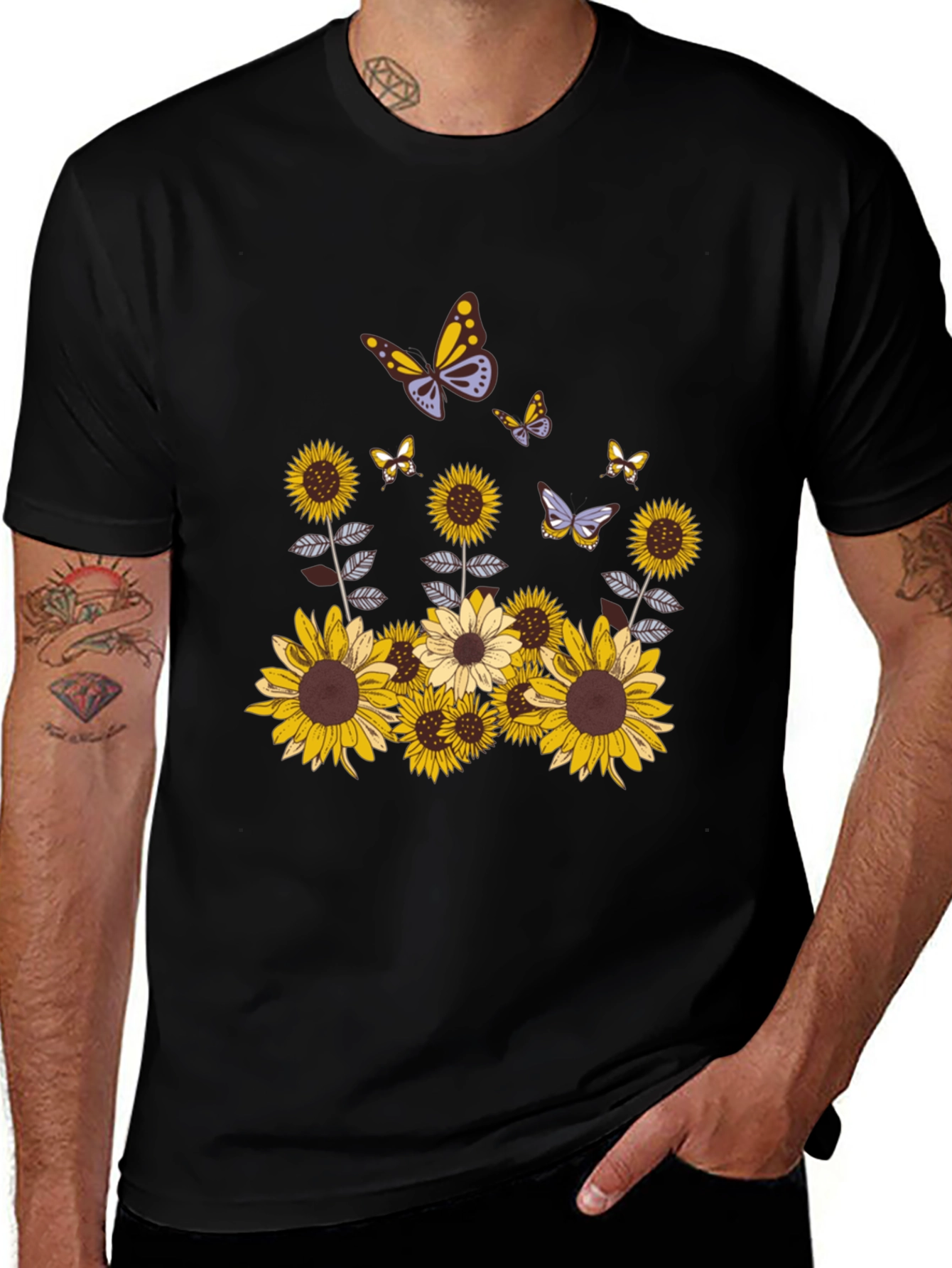 Variant 26 of Sunflower Butterfly Graphic Tee - Stylish & Unique