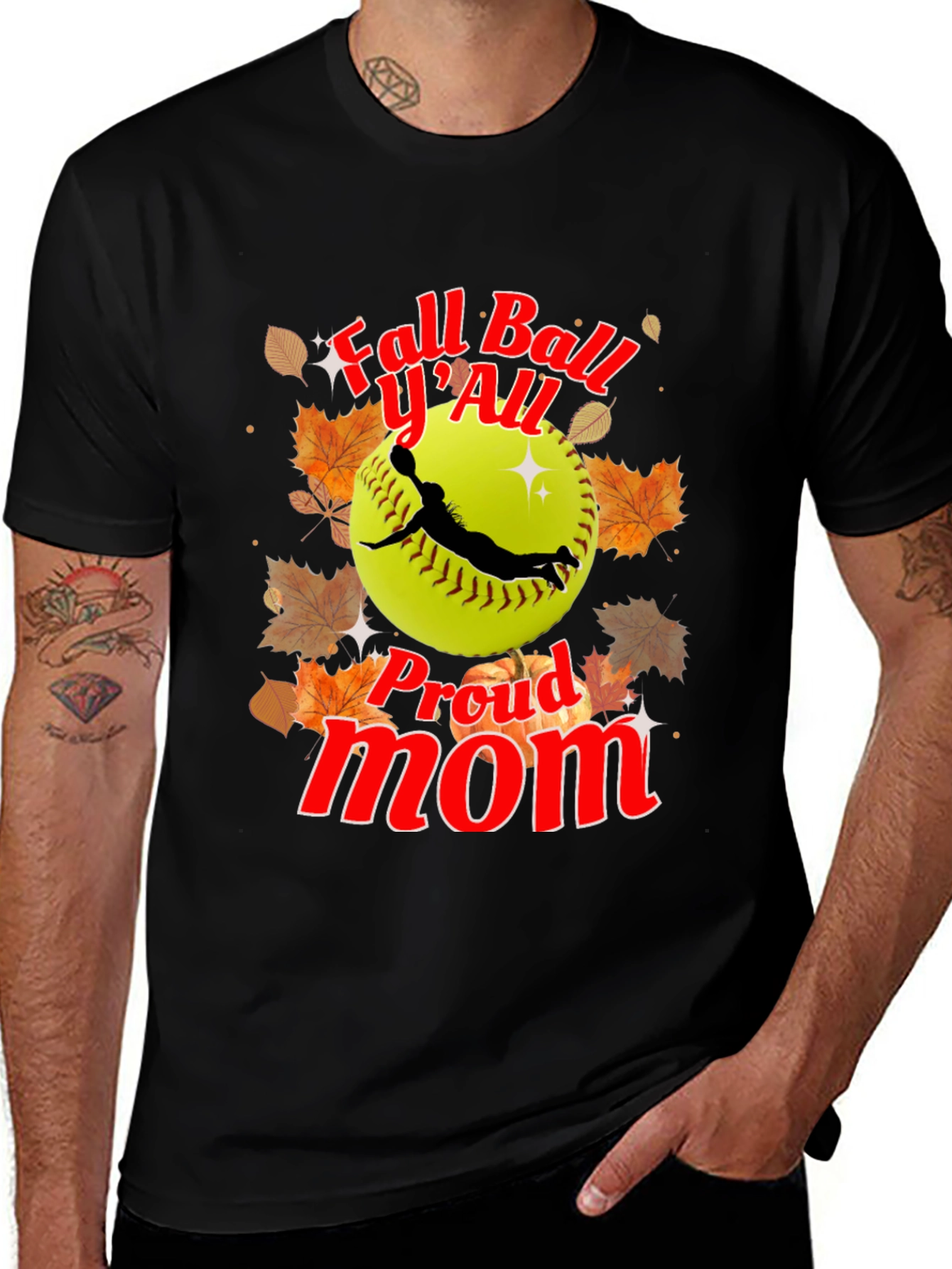 Variant 26 of Fall Ball Y'All Proud Mom Softball T-Shirt