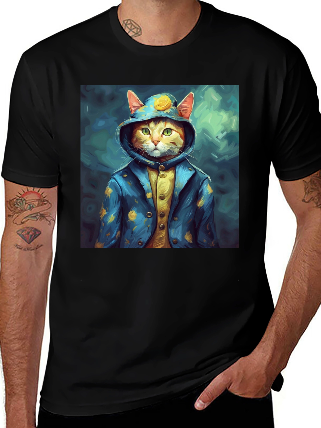 Variant 16 of Cat Portrait T-Shirt: Dressed Up Feline Fun