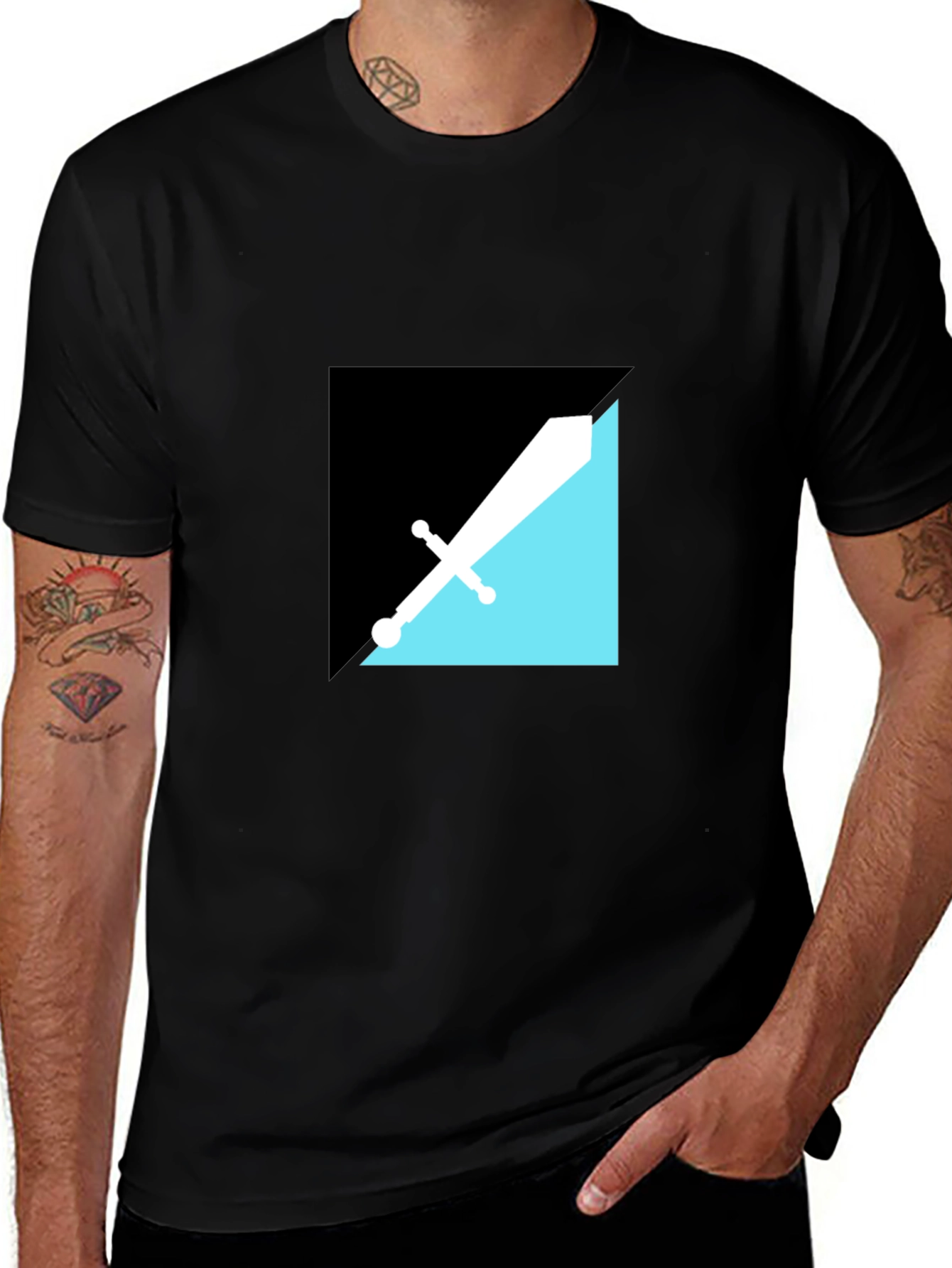 Variant 22 of Modern Geometric Sword Graphic Tee - Black
