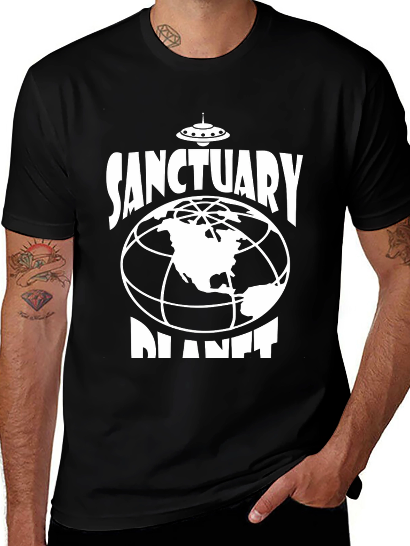 Variant 29 of Sanctuary Planet Graphic T-Shirt - Black Cotton Blend