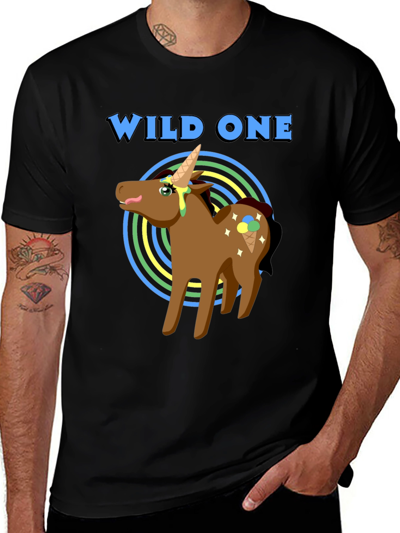 Wild One Unicorn Graphic T-Shirt - Black