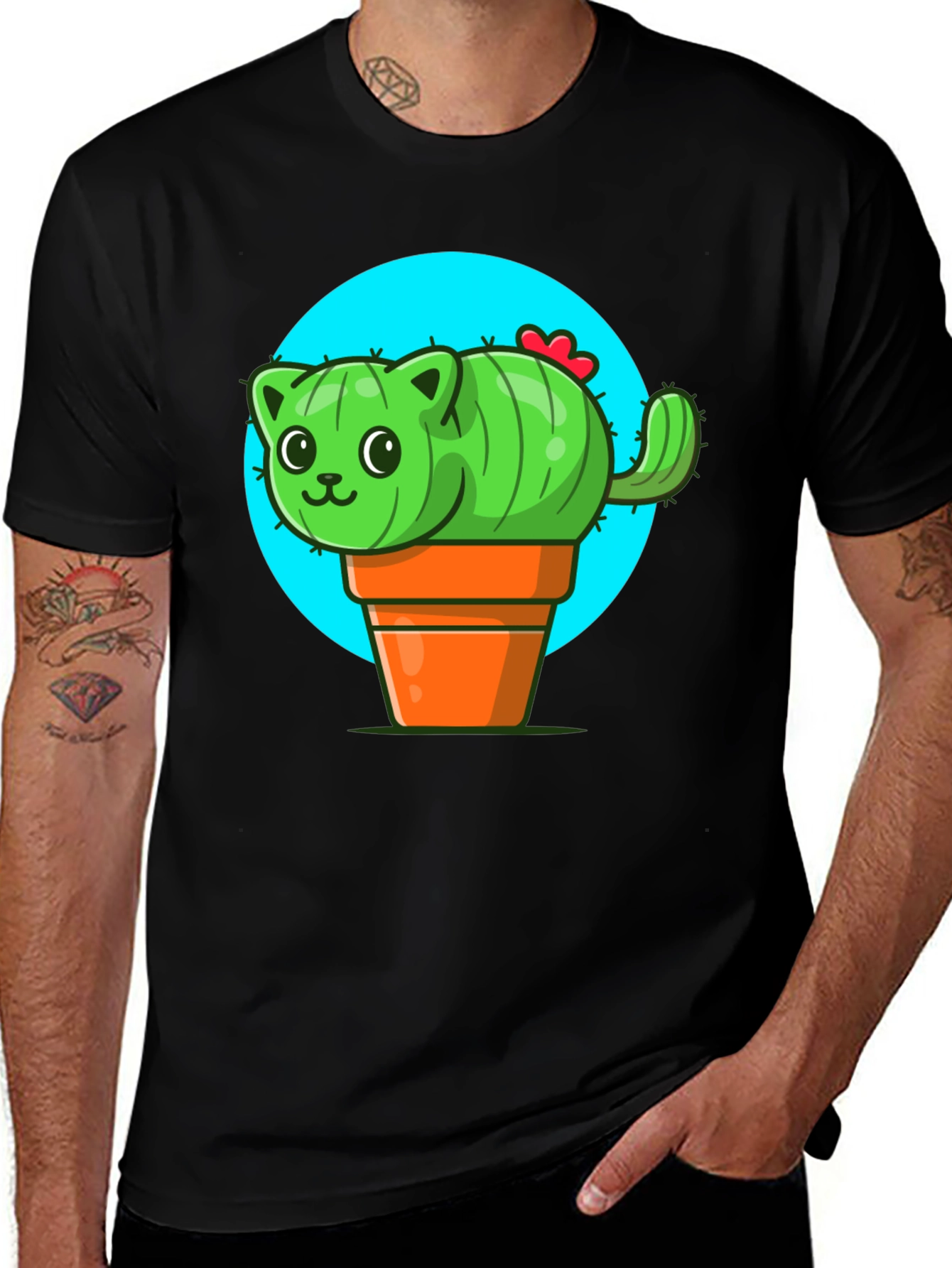 Variant 16 of Cactus Cat T-Shirt - Potted Prickly Pet Tee