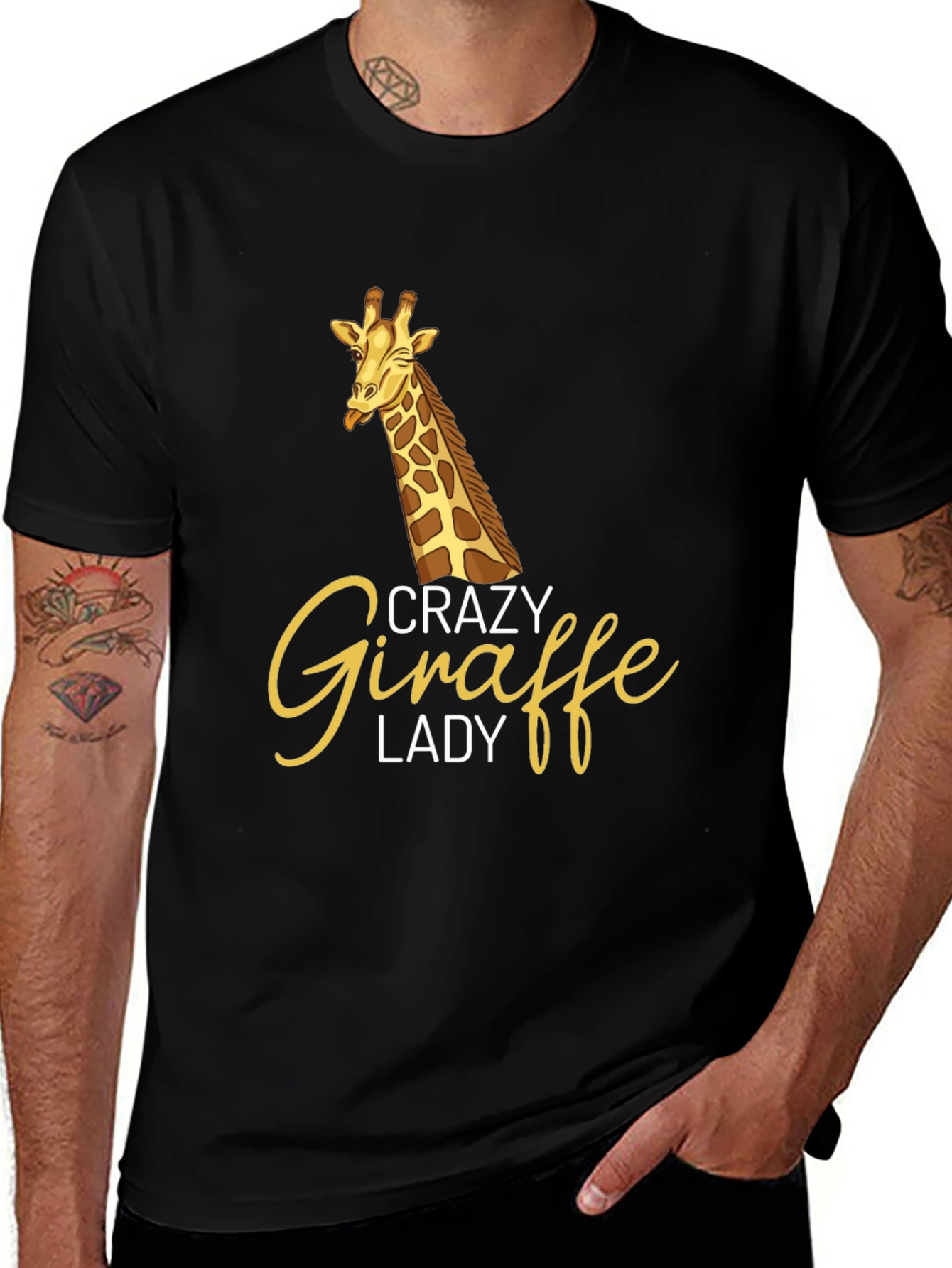 Variant 8 of Crazy Giraffe Lady Black Graphic Tee