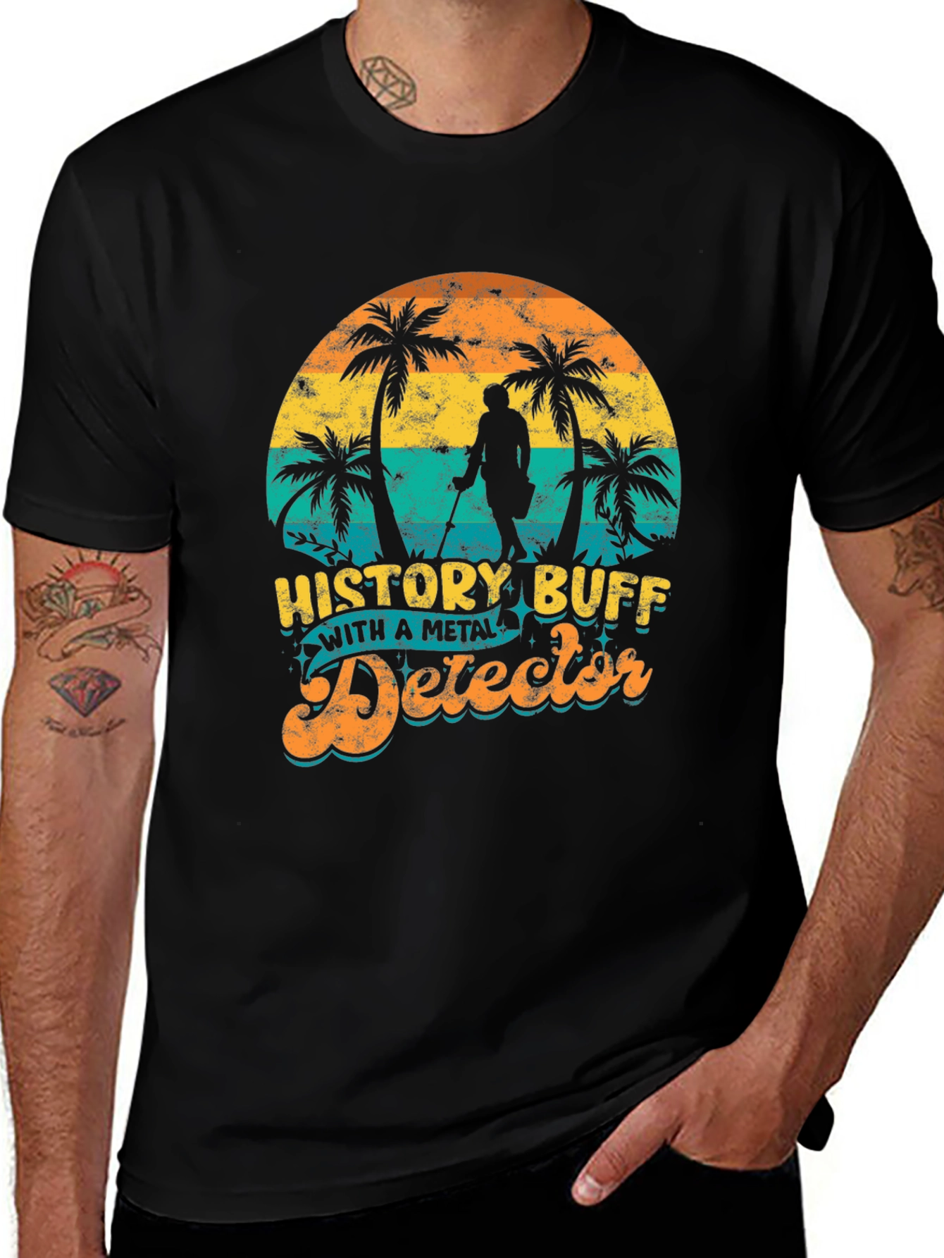 Variant 28 of History Buff Metal Detector Black T-Shirt