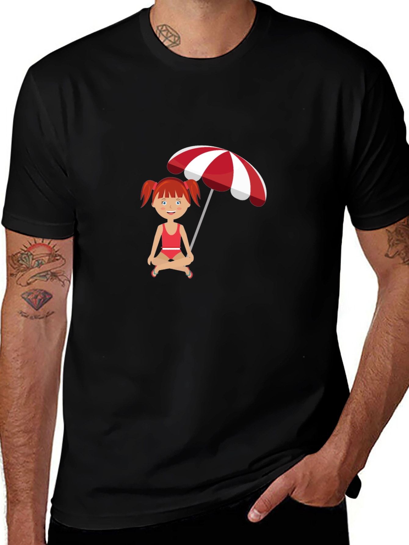 Variant 9 of Girl with Beach Umbrella T-Shirt
