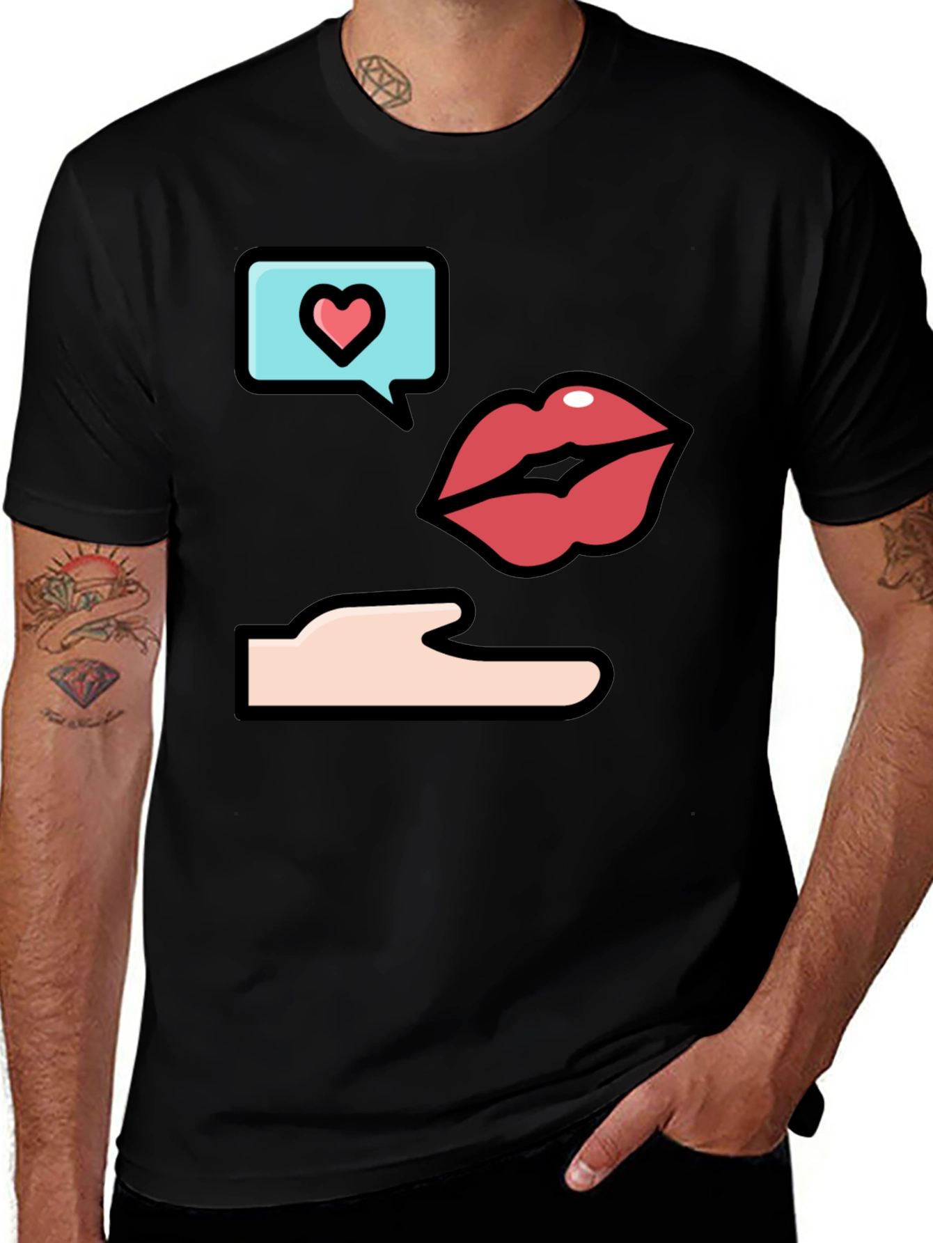 Variant 19 of Kiss & Love Graphic Tee - Trendy Design