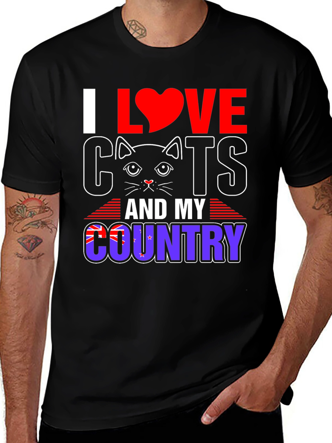 Variant 8 of I Love Cats and My Country T-Shirt