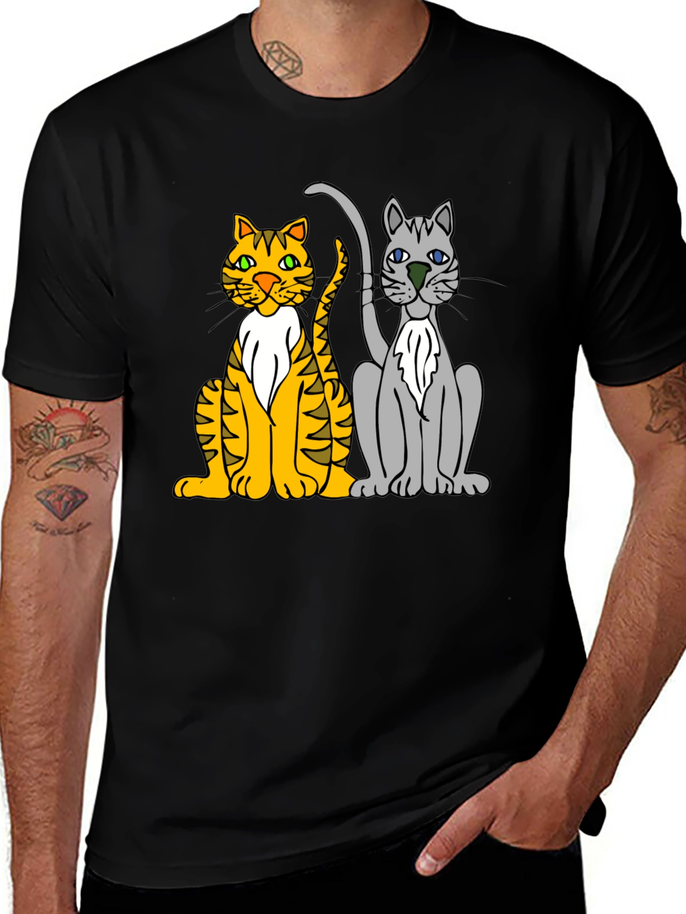 Variant 19 of Cool Cats Graphic Tee - Unisex Black T-Shirt