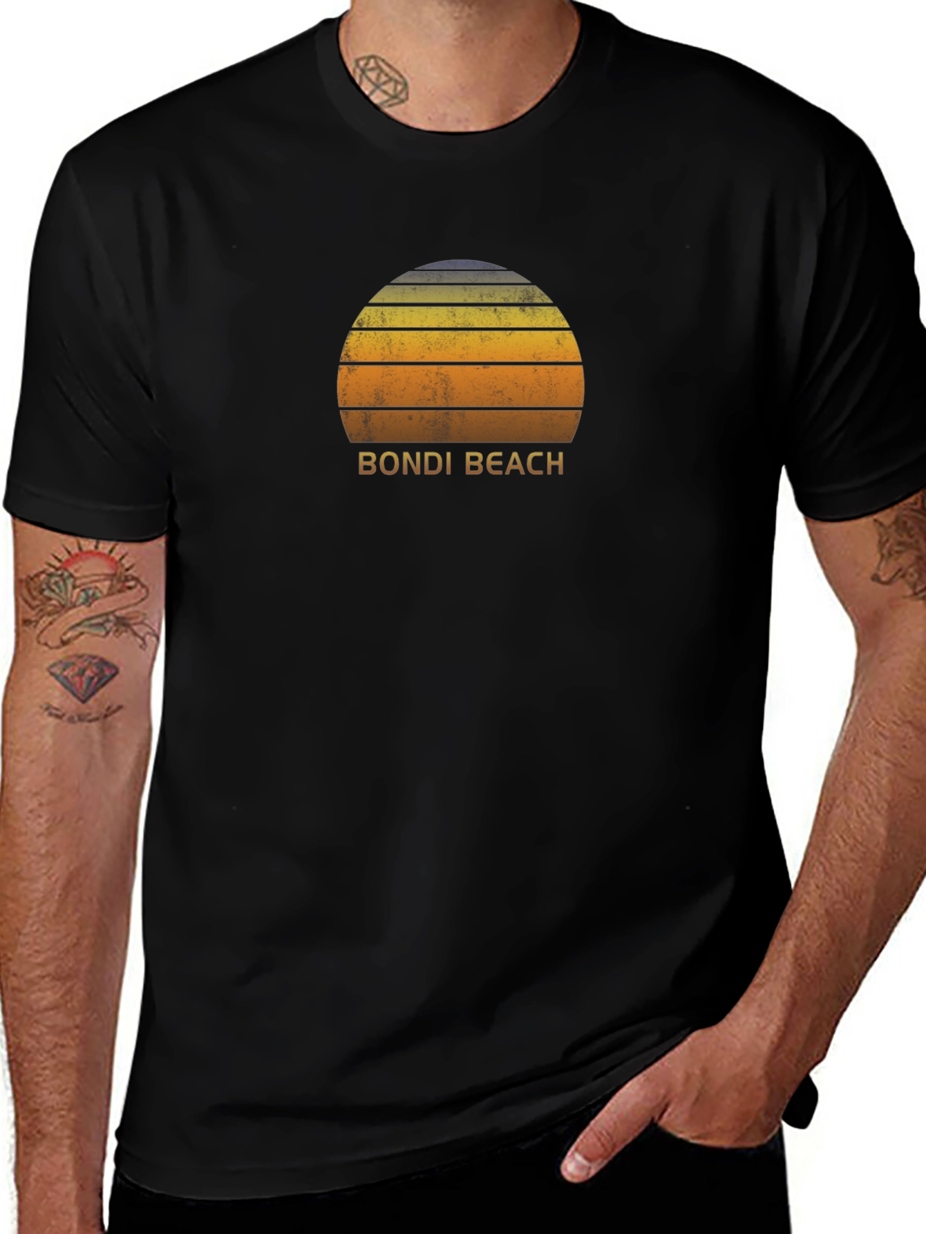 Bondi Beach Sunset Graphic Tee - Black