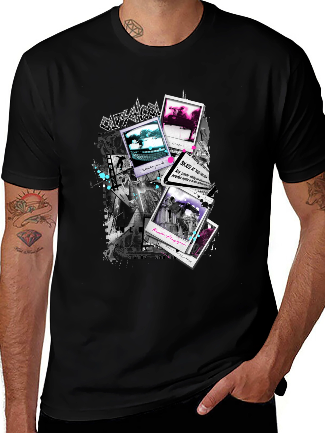 Variant 12 of Skate Photos Graphic Print Black T-Shirt