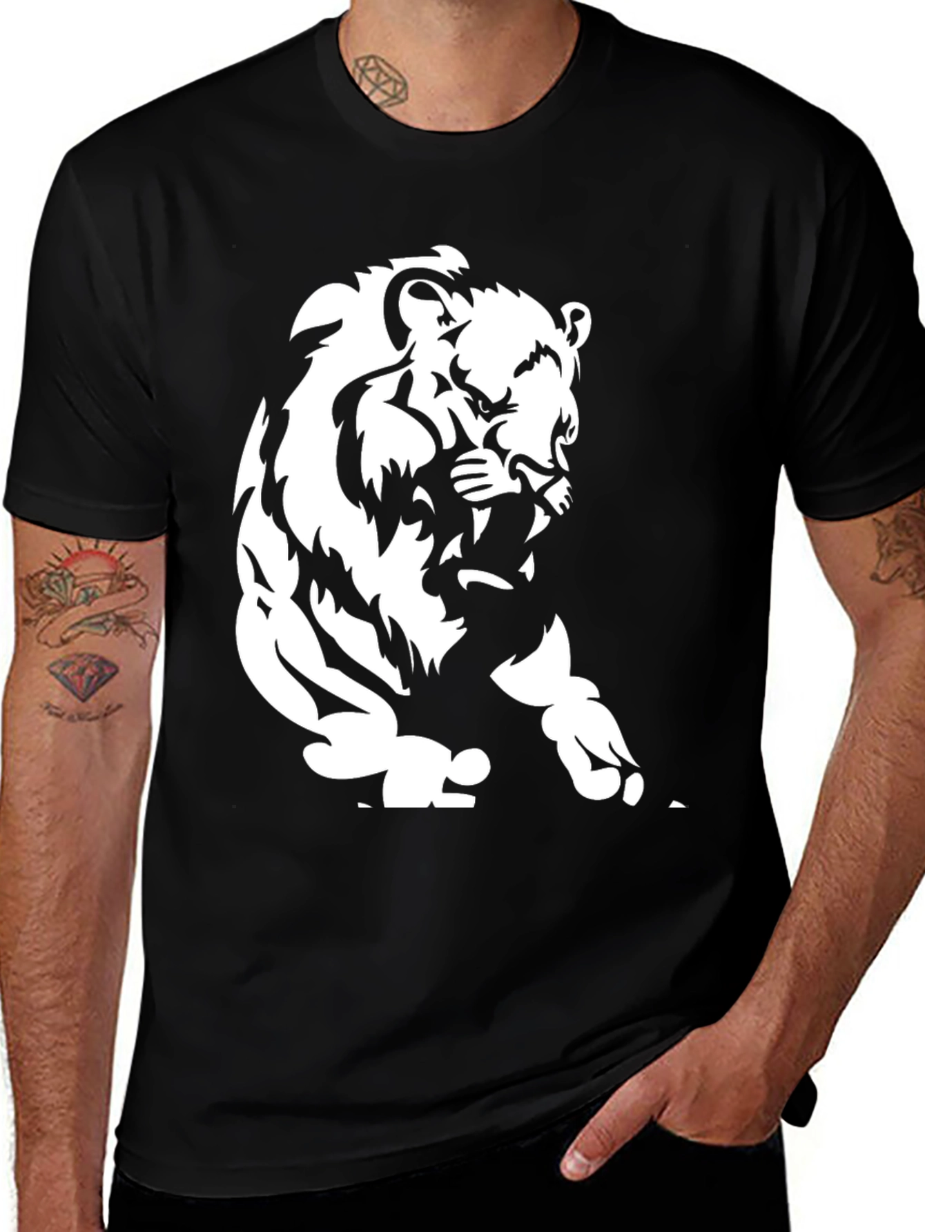 Variant 27 of Bold Lion Graphic Black T-Shirt