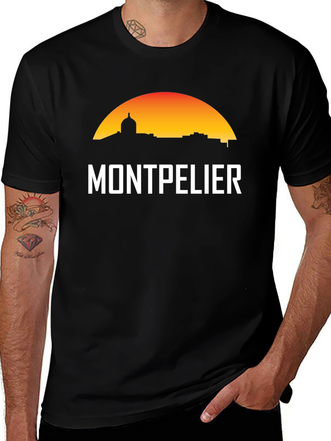 Montpellier Cityscape Black T-Shirt