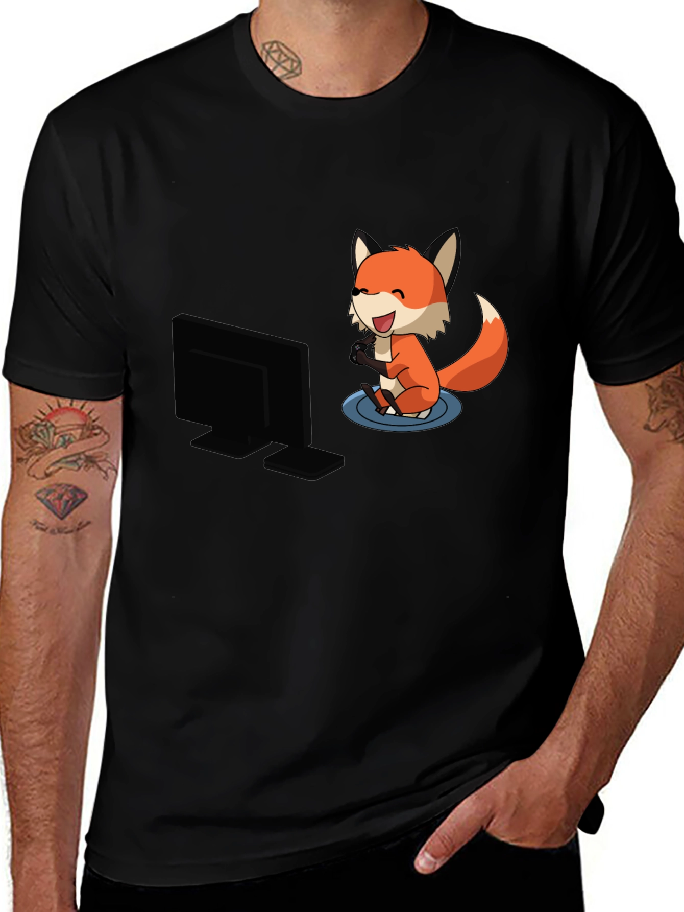 Variant 17 of Gaming Fox Black T-Shirt