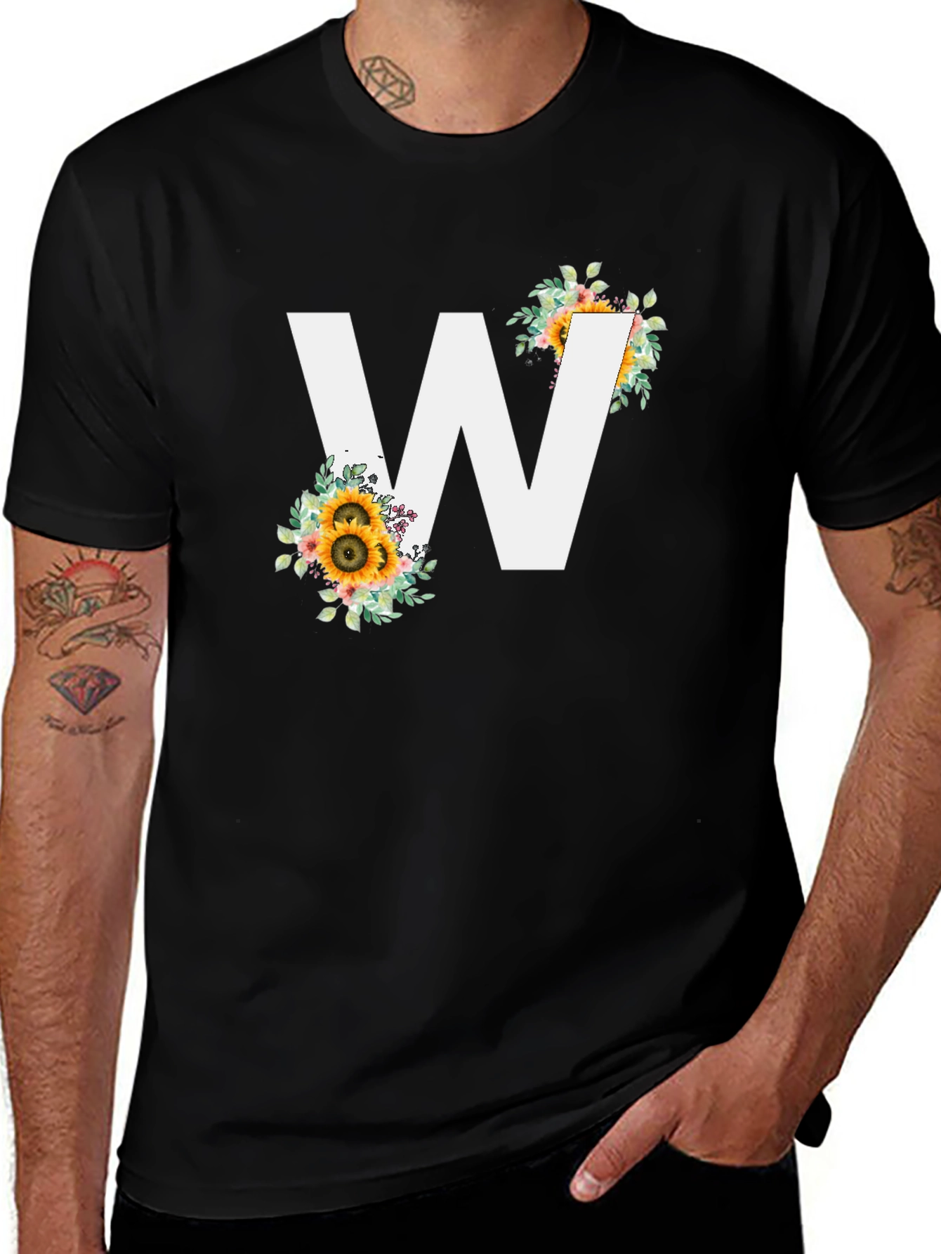 Variant 4 of Floral Letter W Graphic T-Shirt
