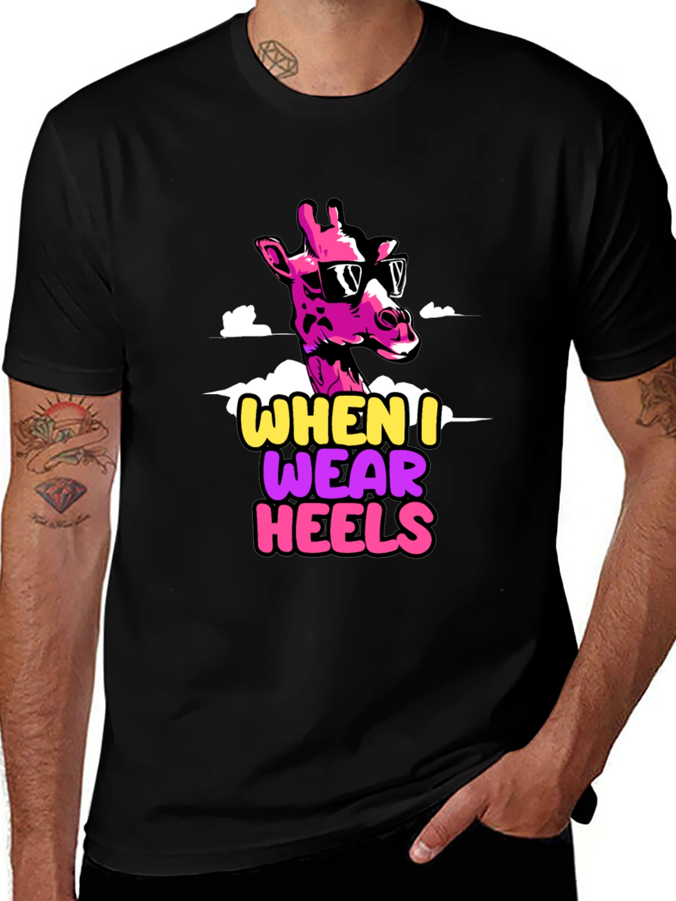 Variant 16 of Giraffe 'When I Wear Heels' Graphic Tee